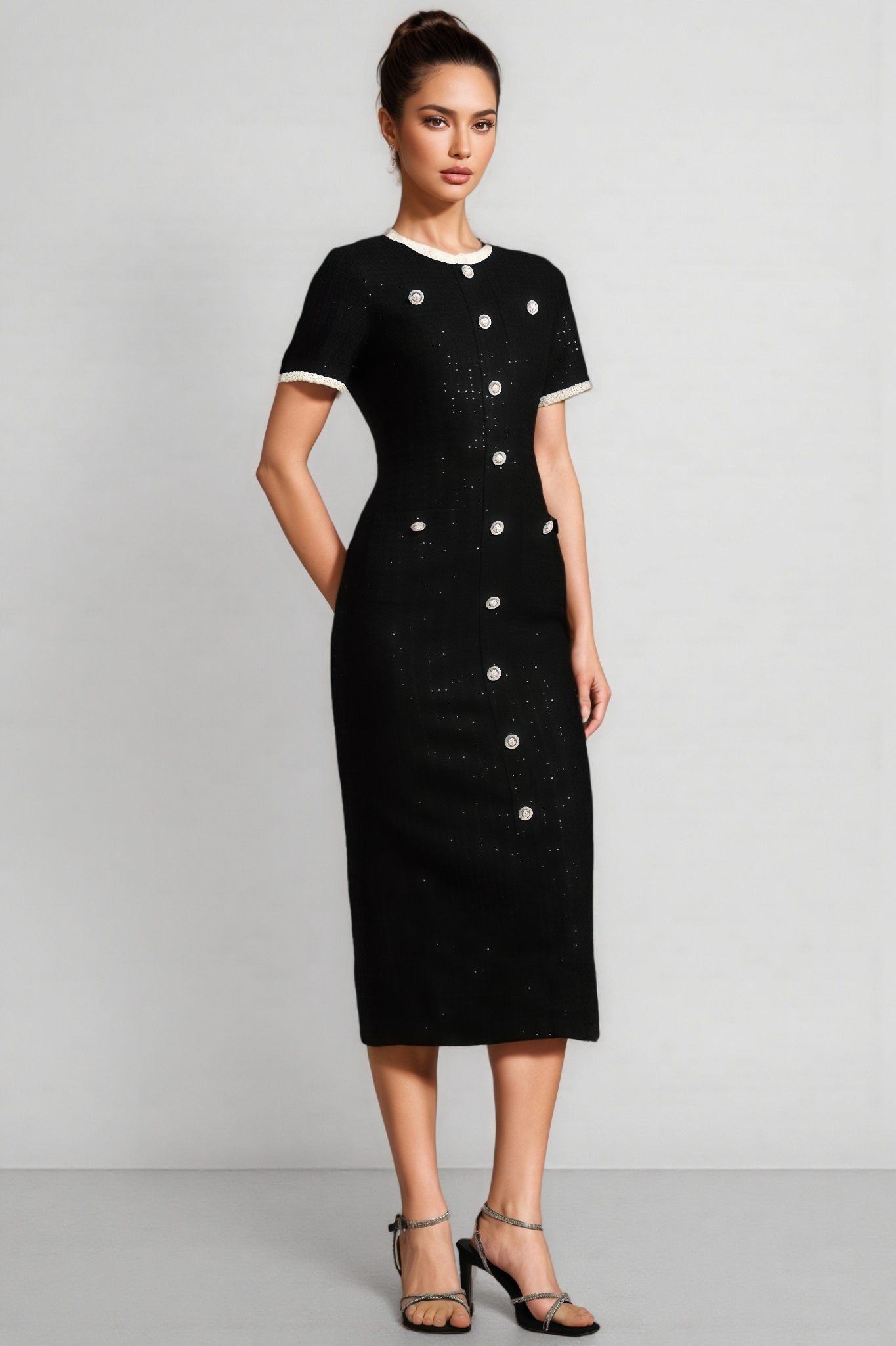 Salita Round Neck Short Sleeves Midi Dress