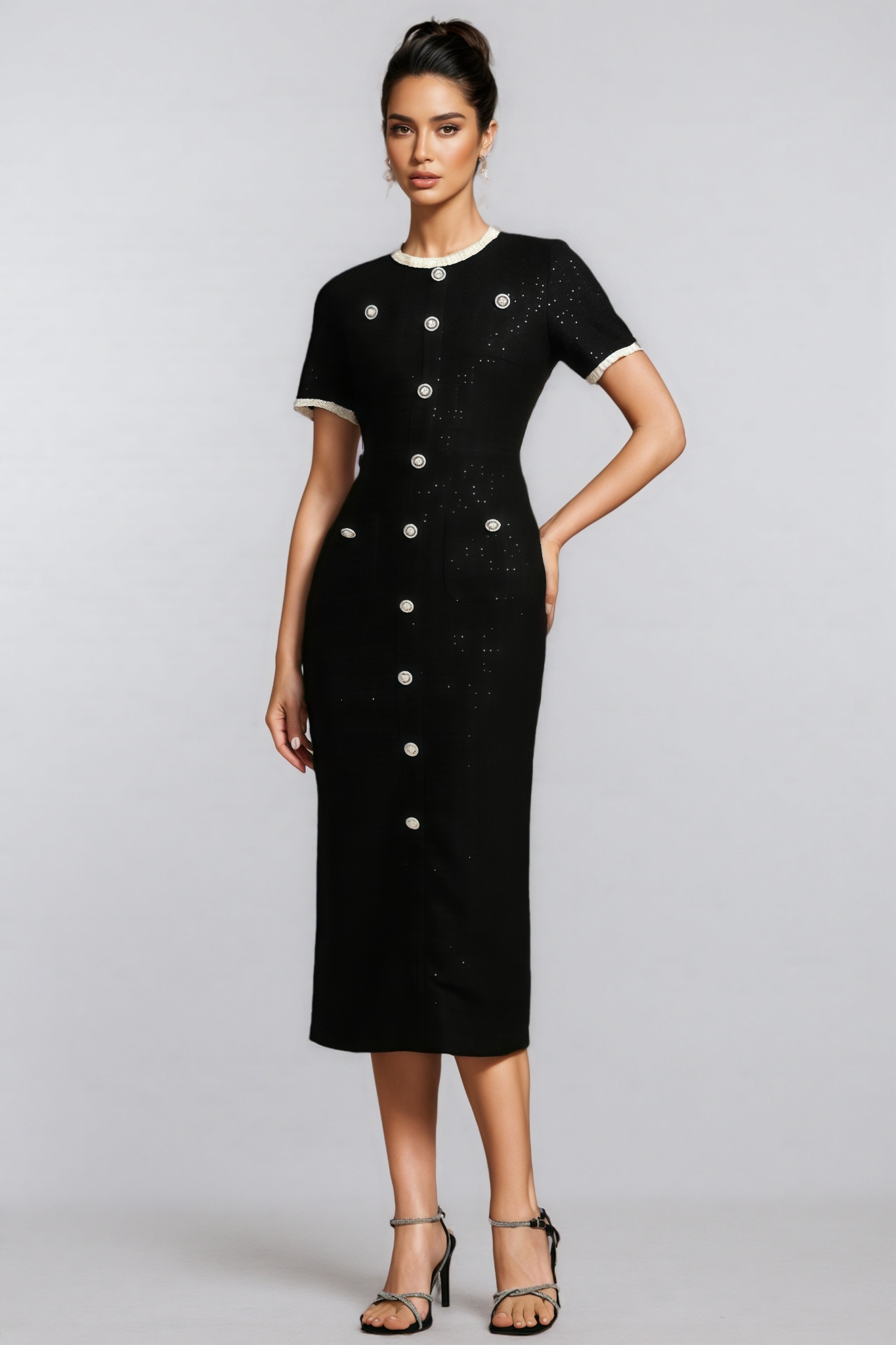 Salita Round Neck Short Sleeves Midi Dress