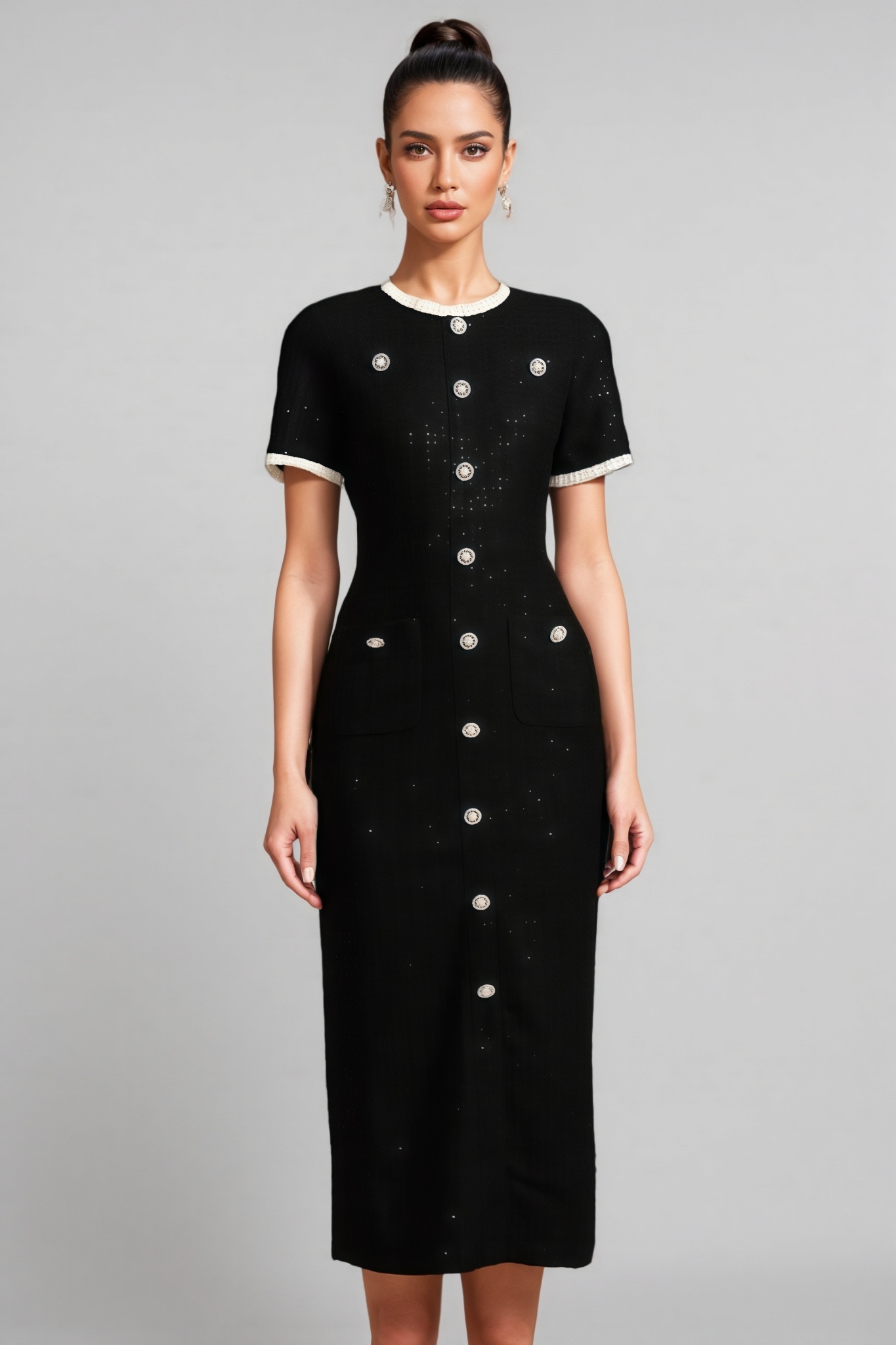 Salita Round Neck Short Sleeves Midi Dress