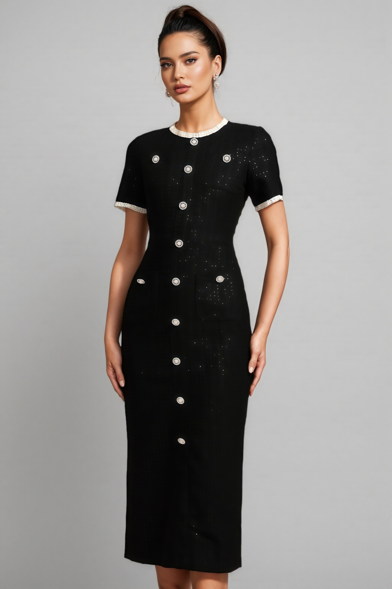 Salita Round Neck Short Sleeves Midi Dress