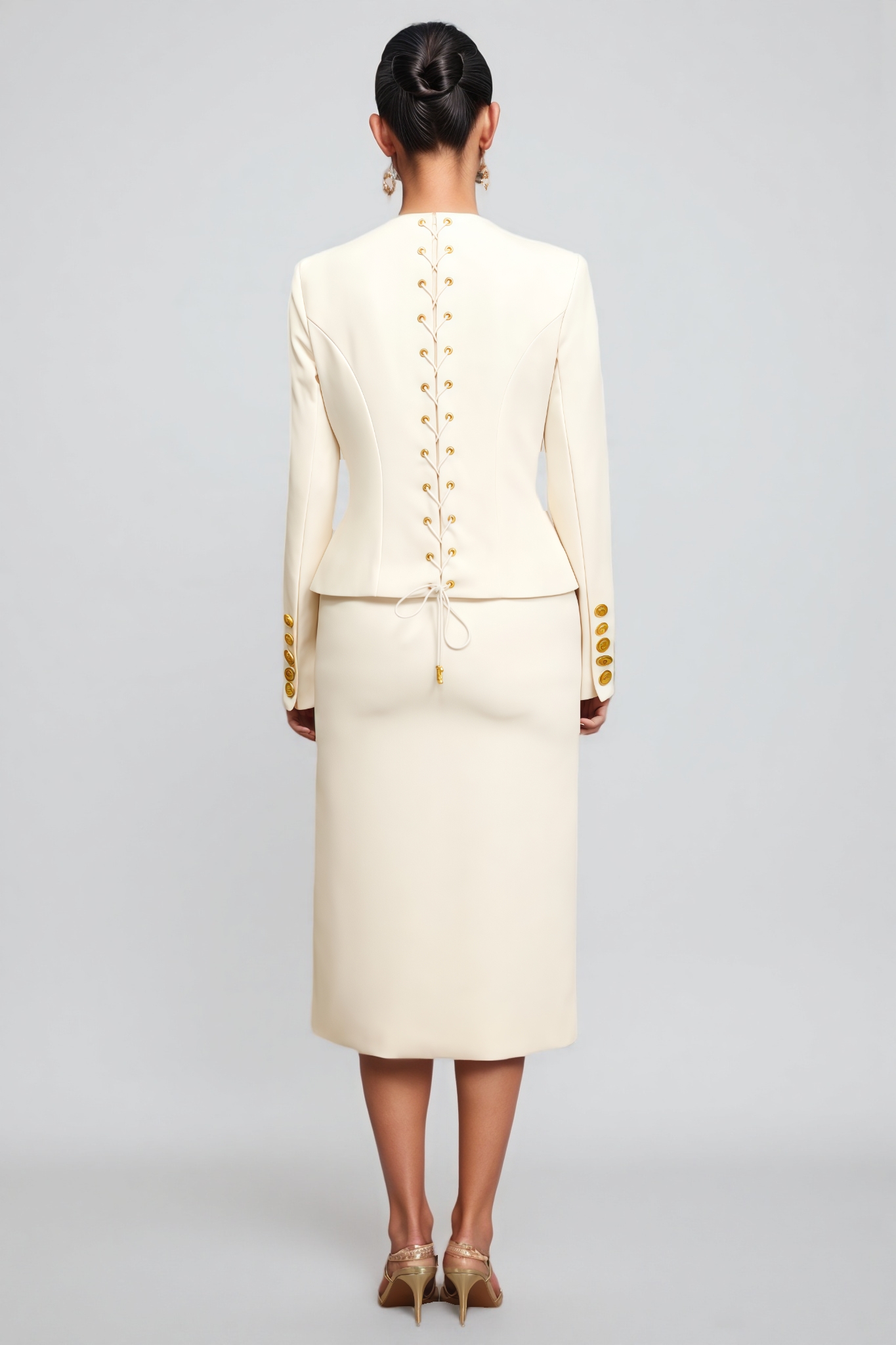 Athenais Round Neck Long Sleeves Midi Dress Set