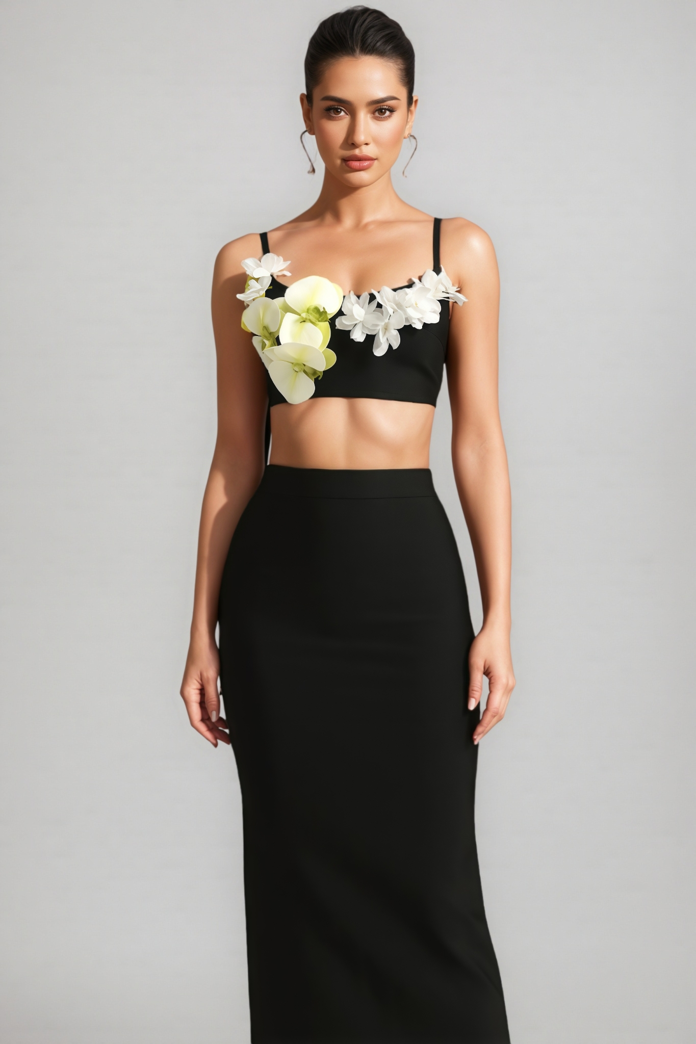 Flowers Slim Bandage Dress Set