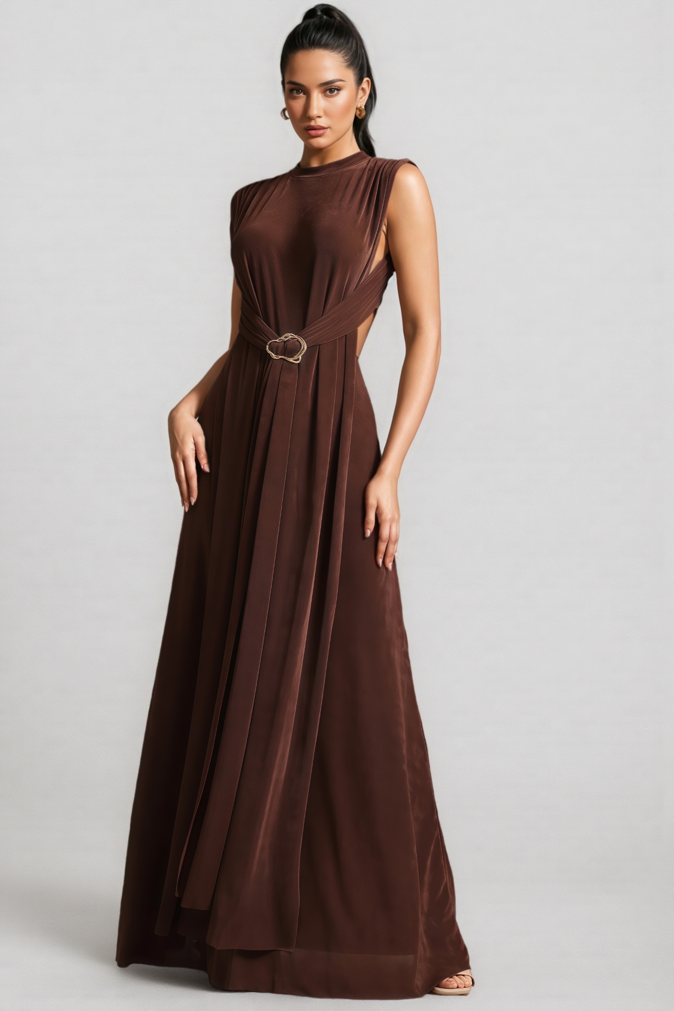 Milo High Neck Sleeveless Cutout Maxi Dress