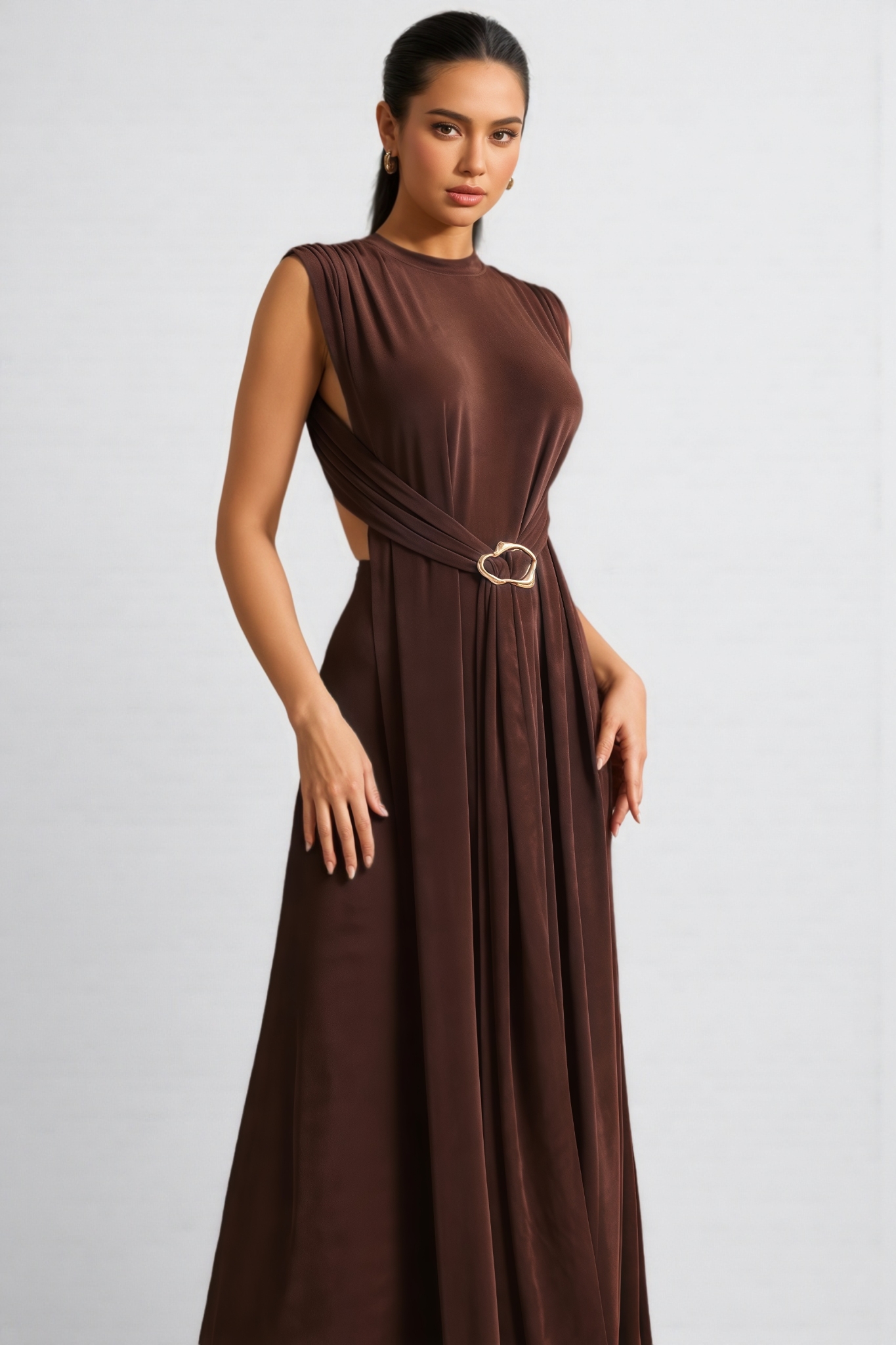 Milo High Neck Sleeveless Cutout Maxi Dress