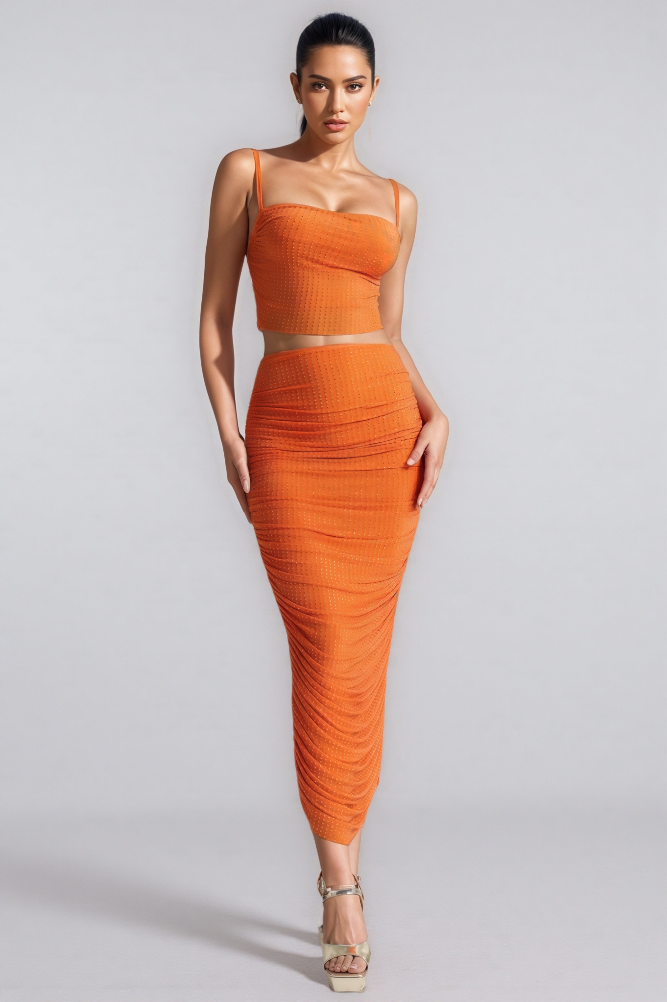 Mylah Sleeveless Rhinestone Maxi Dress Set