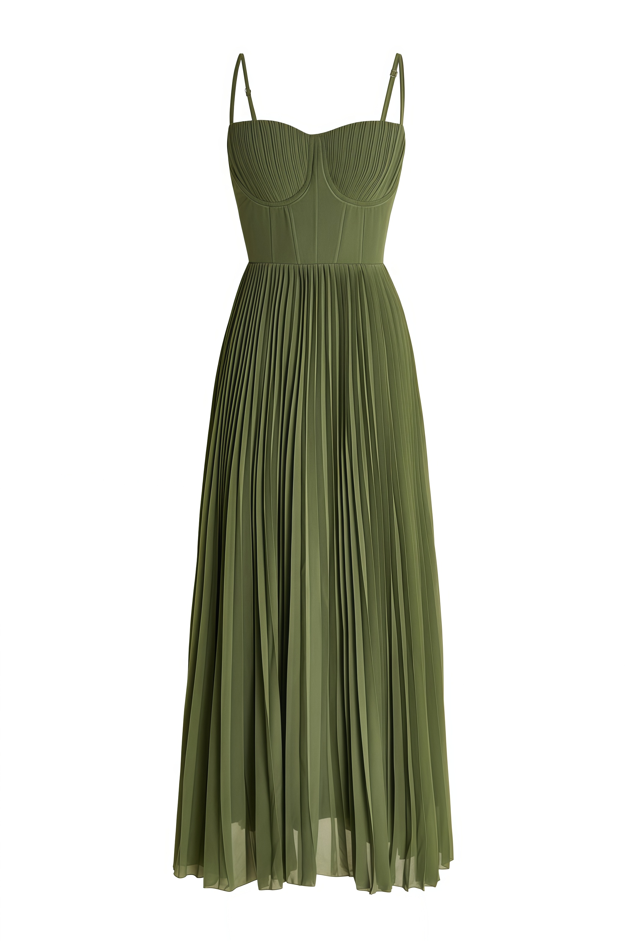 Kadison Green Halter Pleated Maxi Dress