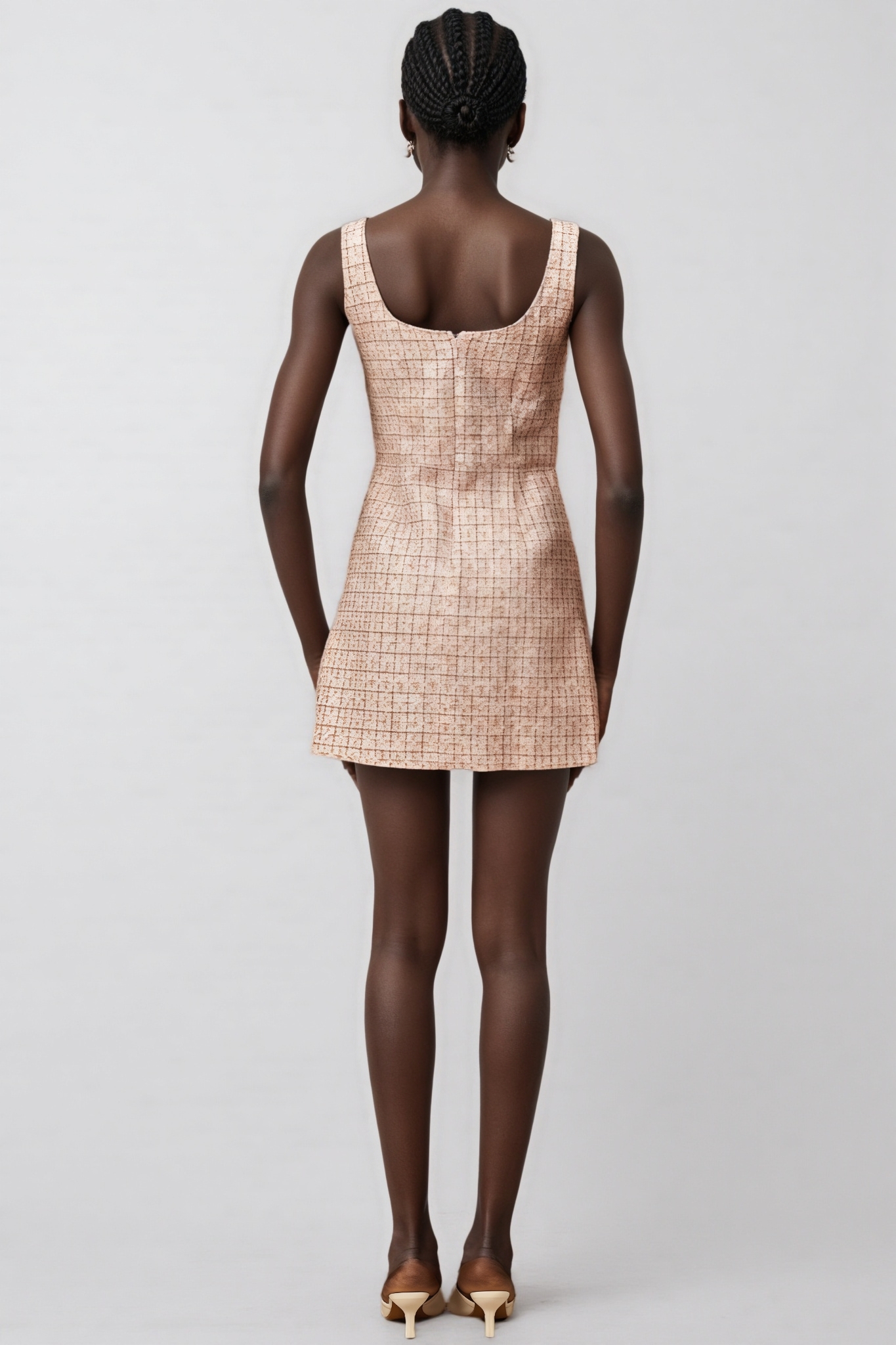 Huxle Pink Embellished Tweed Mini Dress