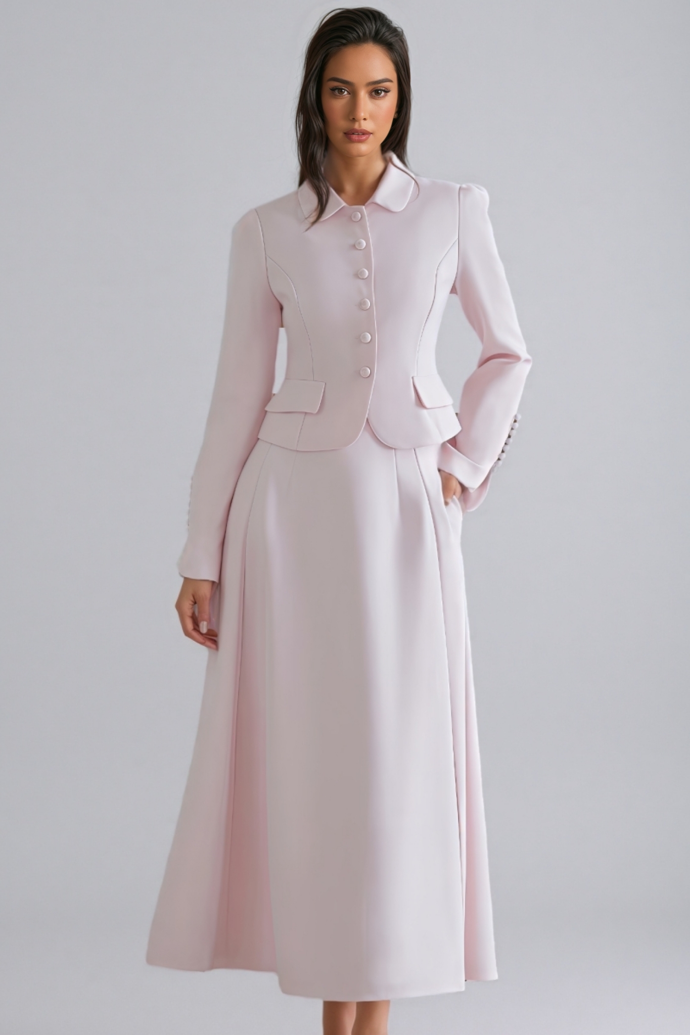 Arrietty Pink Jacket Maxi Dress Set