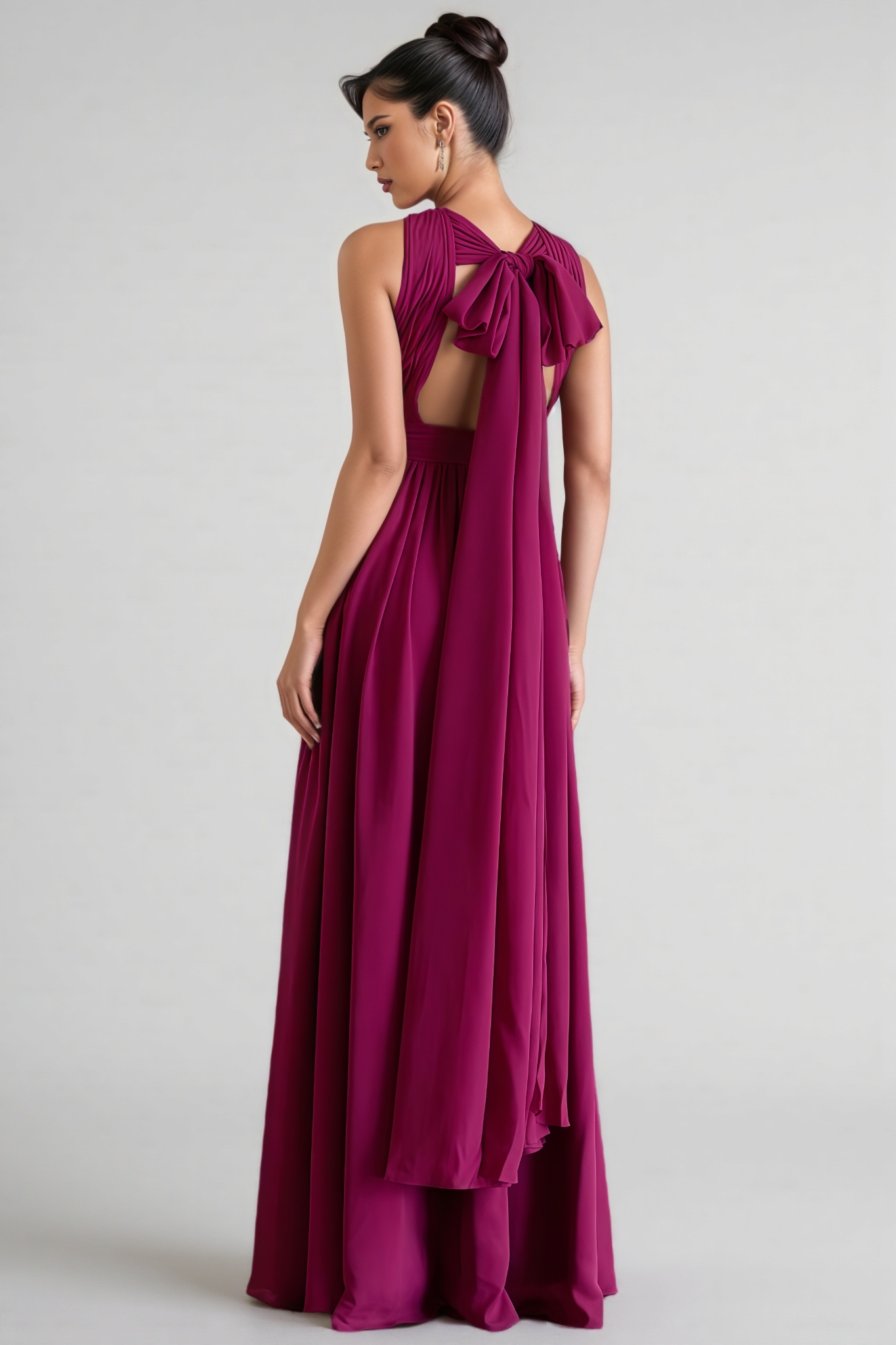Sarna Purple Cross-Over Pleated Maxi Dress