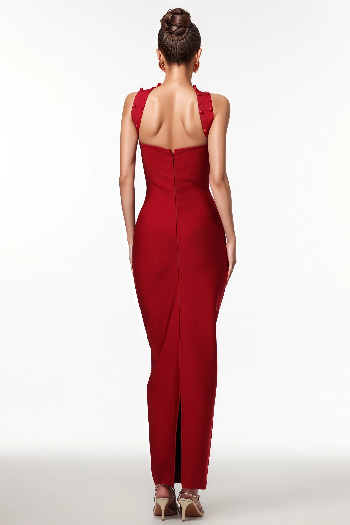 Sylash Sleeveless Pearl Bandage Maxi Dress