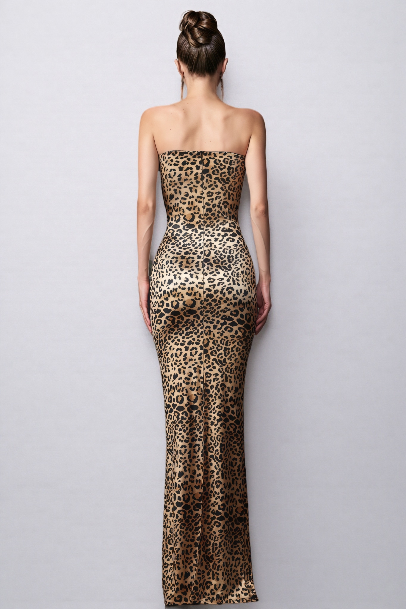 Ivon Strapless Leopard Maxi Dress