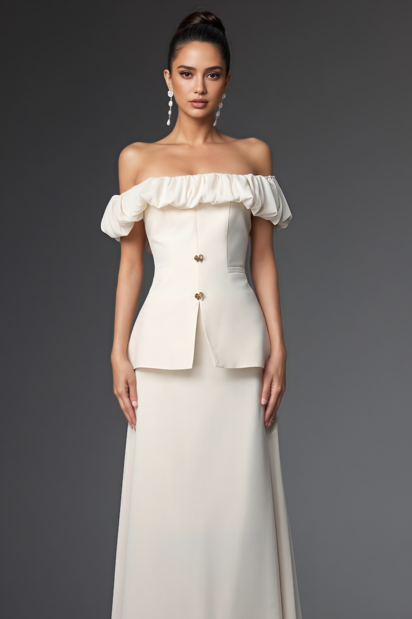 Afanen Off Shoulder Ruched Maxi Dress Set