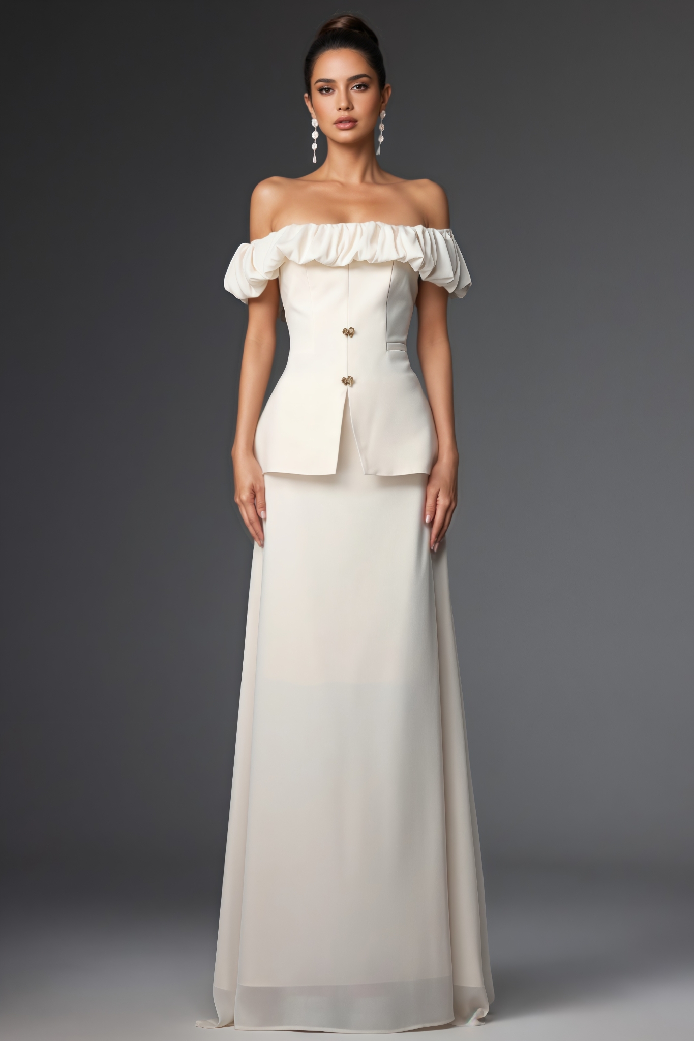 Afanen Off Shoulder Ruched Maxi Dress Set