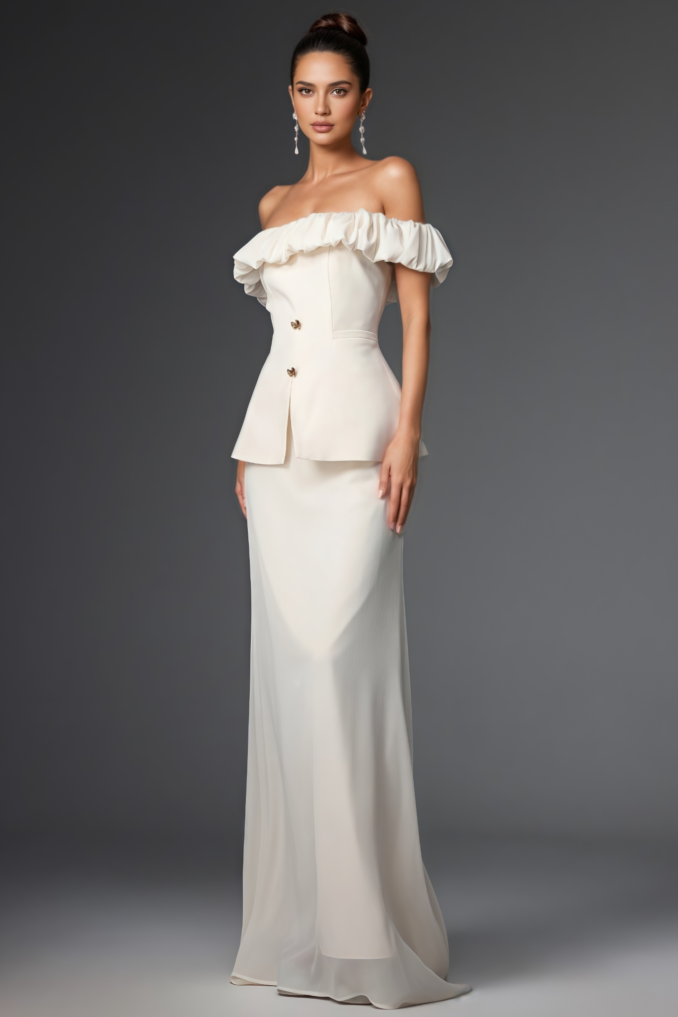 Afanen Off Shoulder Ruched Maxi Dress Set