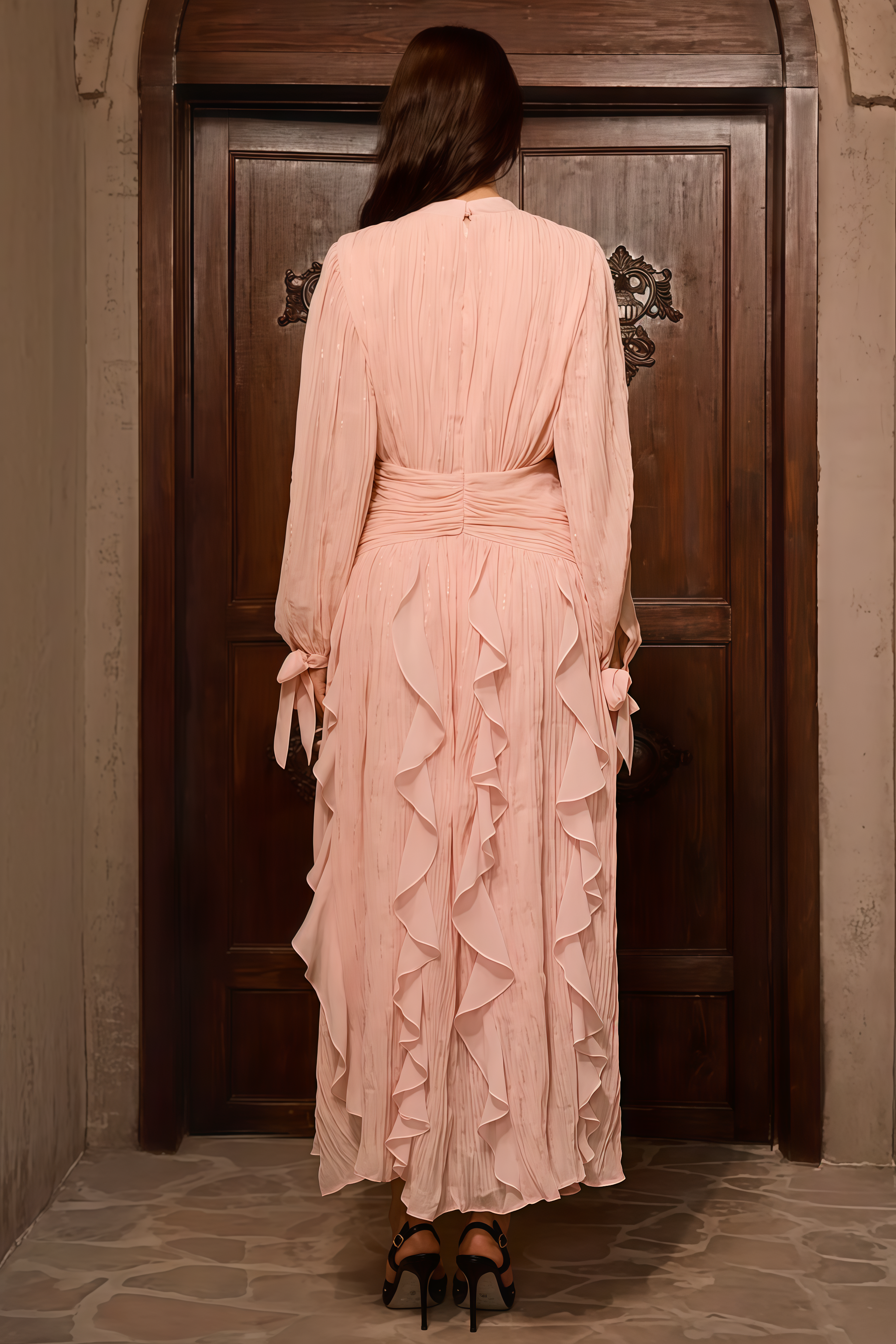 Josse Pink Ruffled Maxi Dress