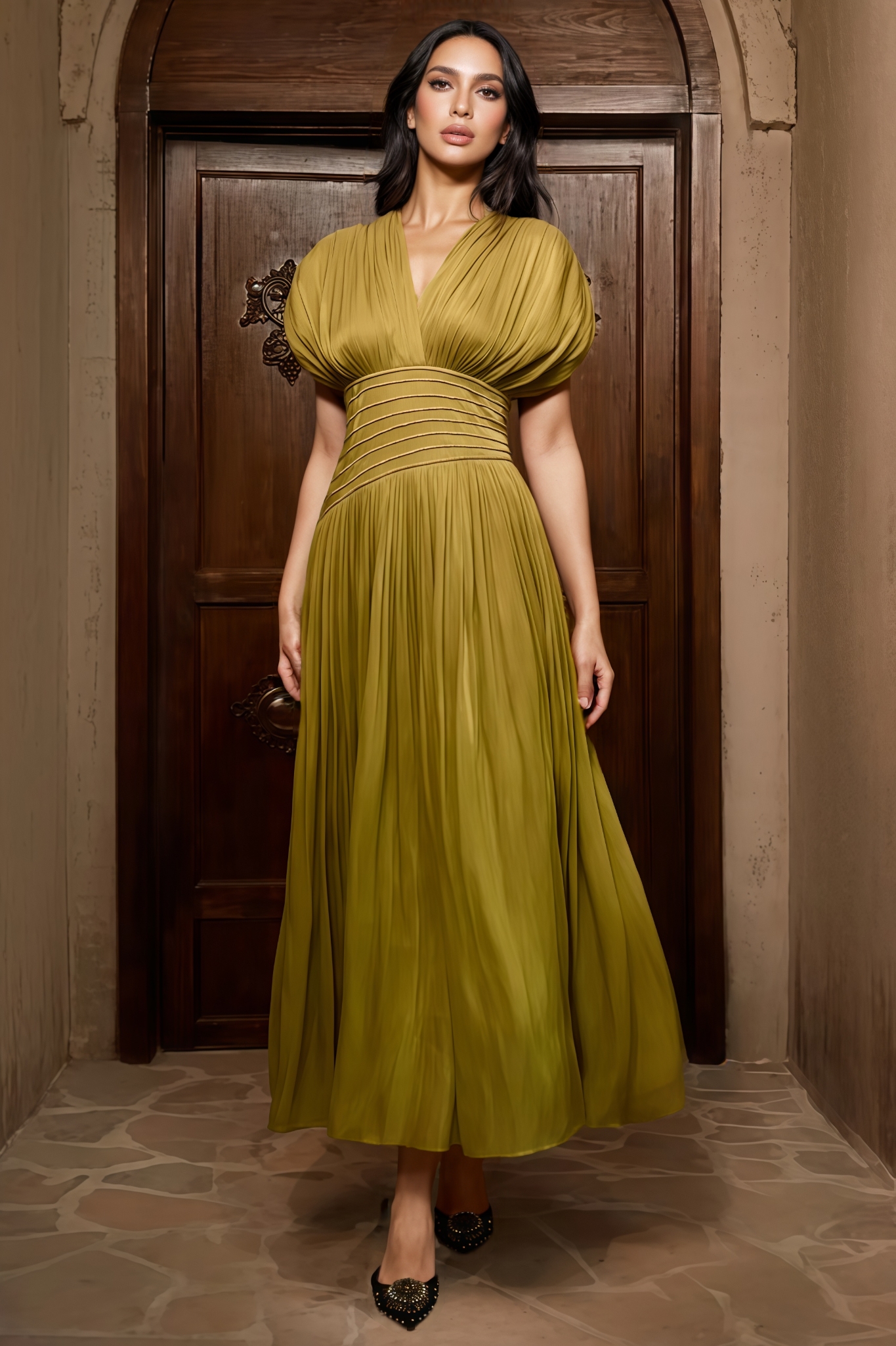 Jaxent V Neck Embellished Maxi Dress