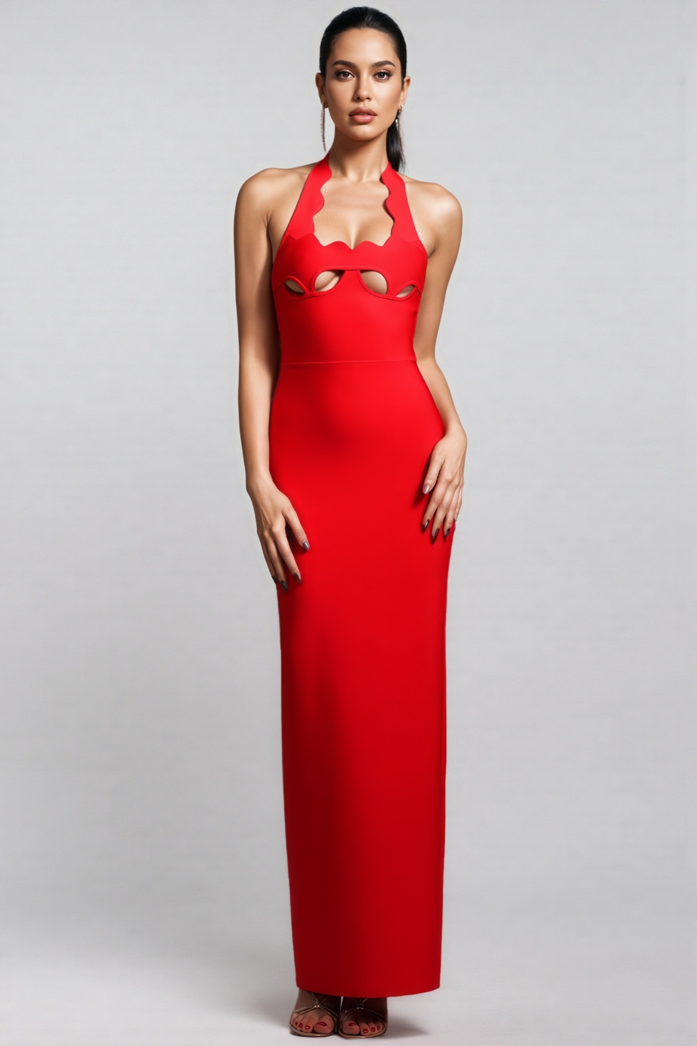 Sorex Halter Cut Out Bandage Maxi Dress