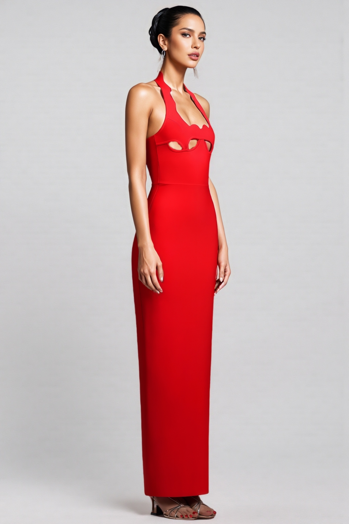 Sorex Halter Cut Out Bandage Maxi Dress