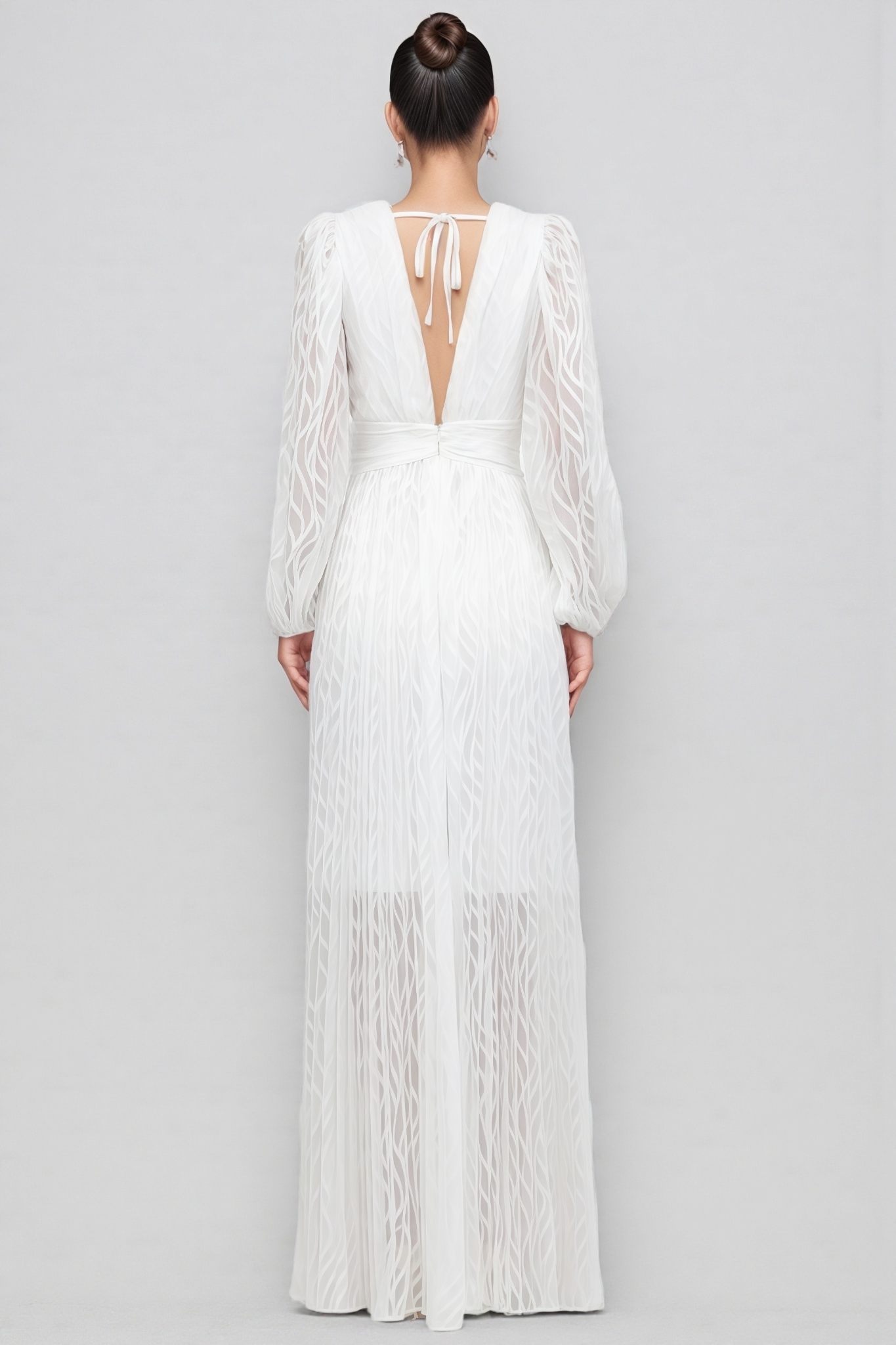 Lorik V Neck Long Sleeve Ruched Maxi Dress