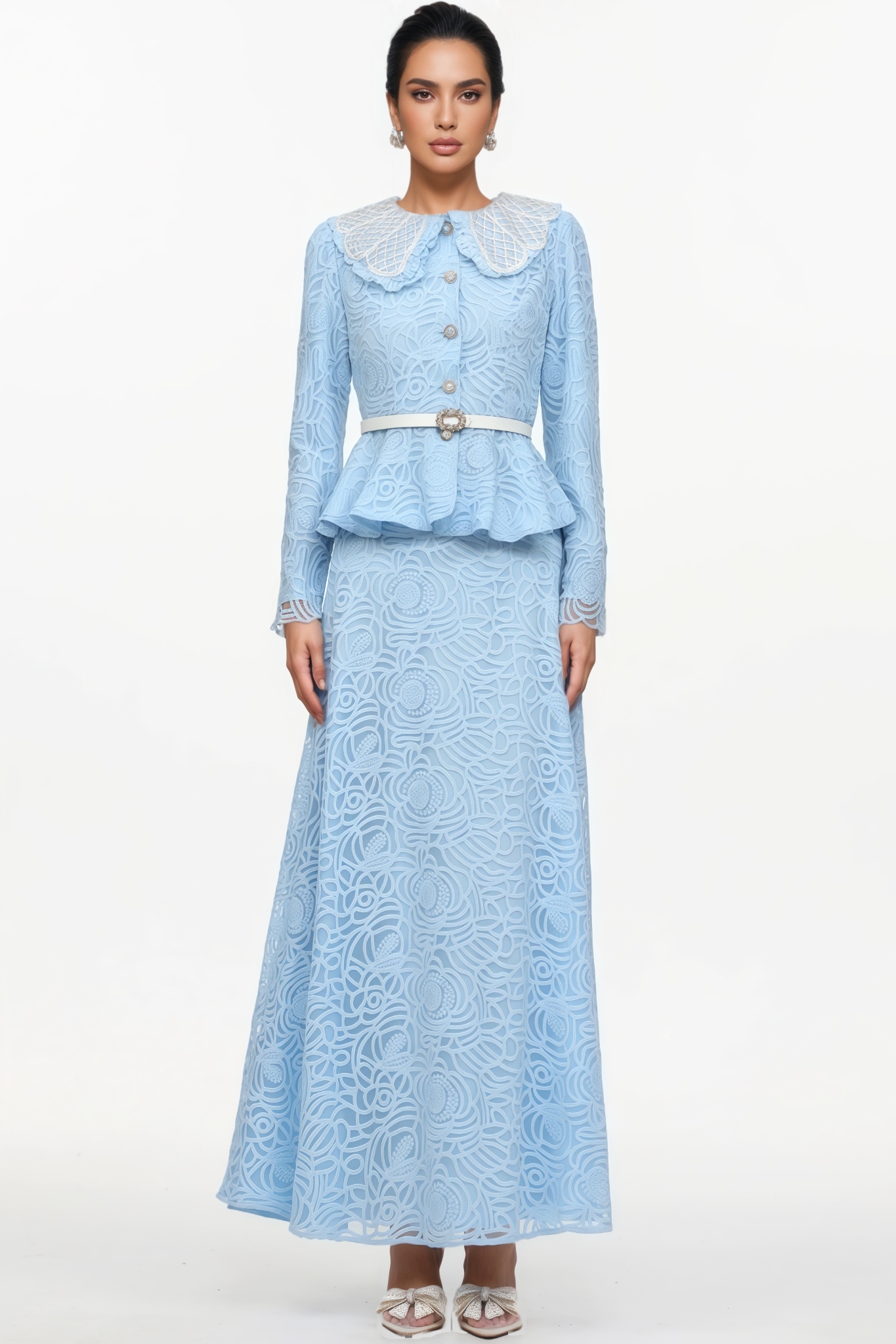 Alexander Long Sleeve Lace Top Maxi Dress Set