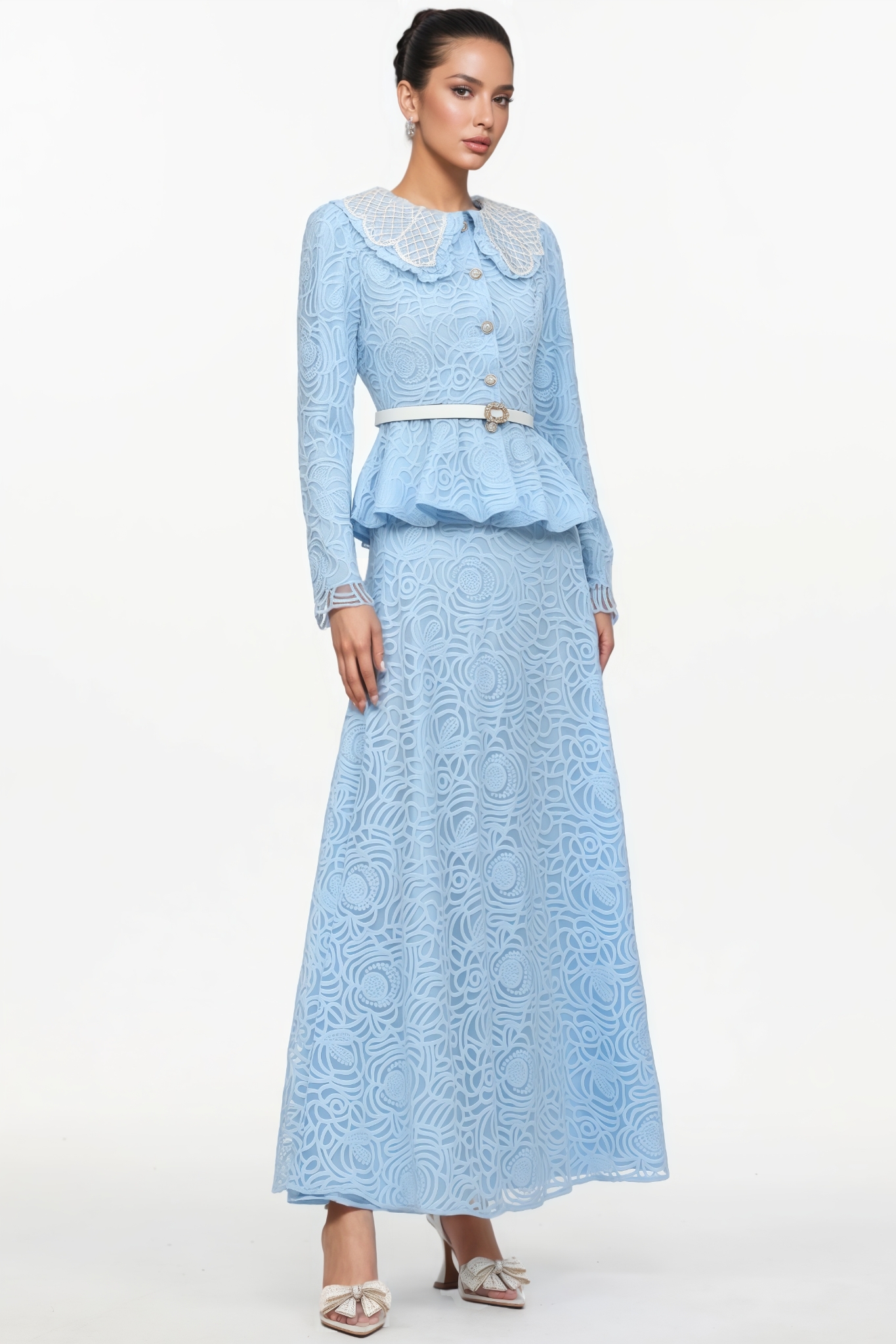 Alexander Long Sleeve Lace Top Maxi Dress Set