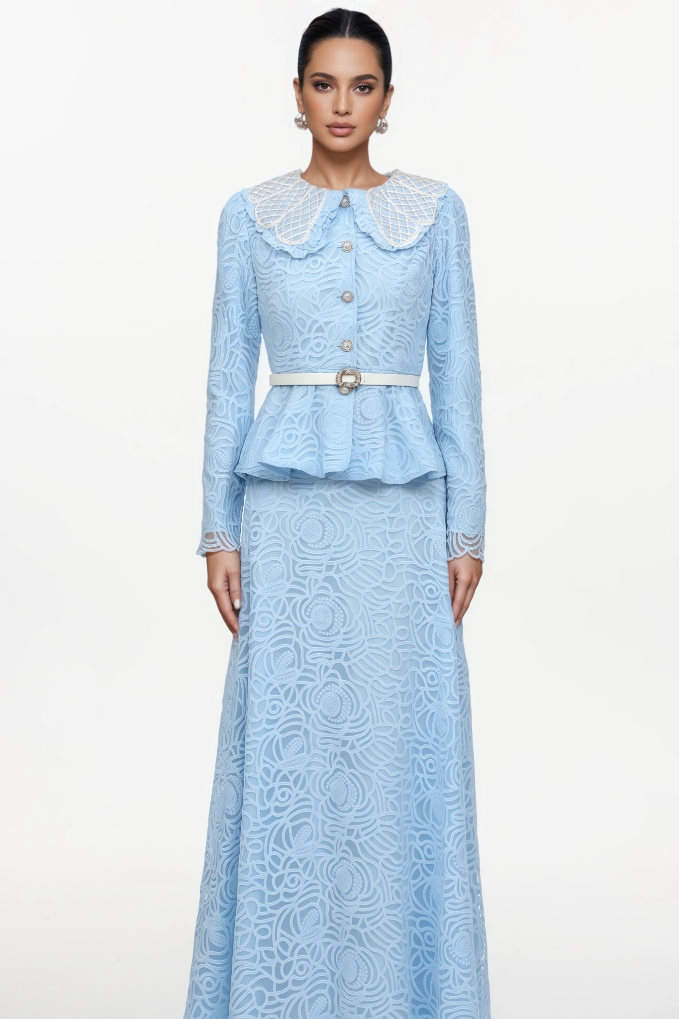 Alexander Long Sleeve Lace Top Maxi Dress Set