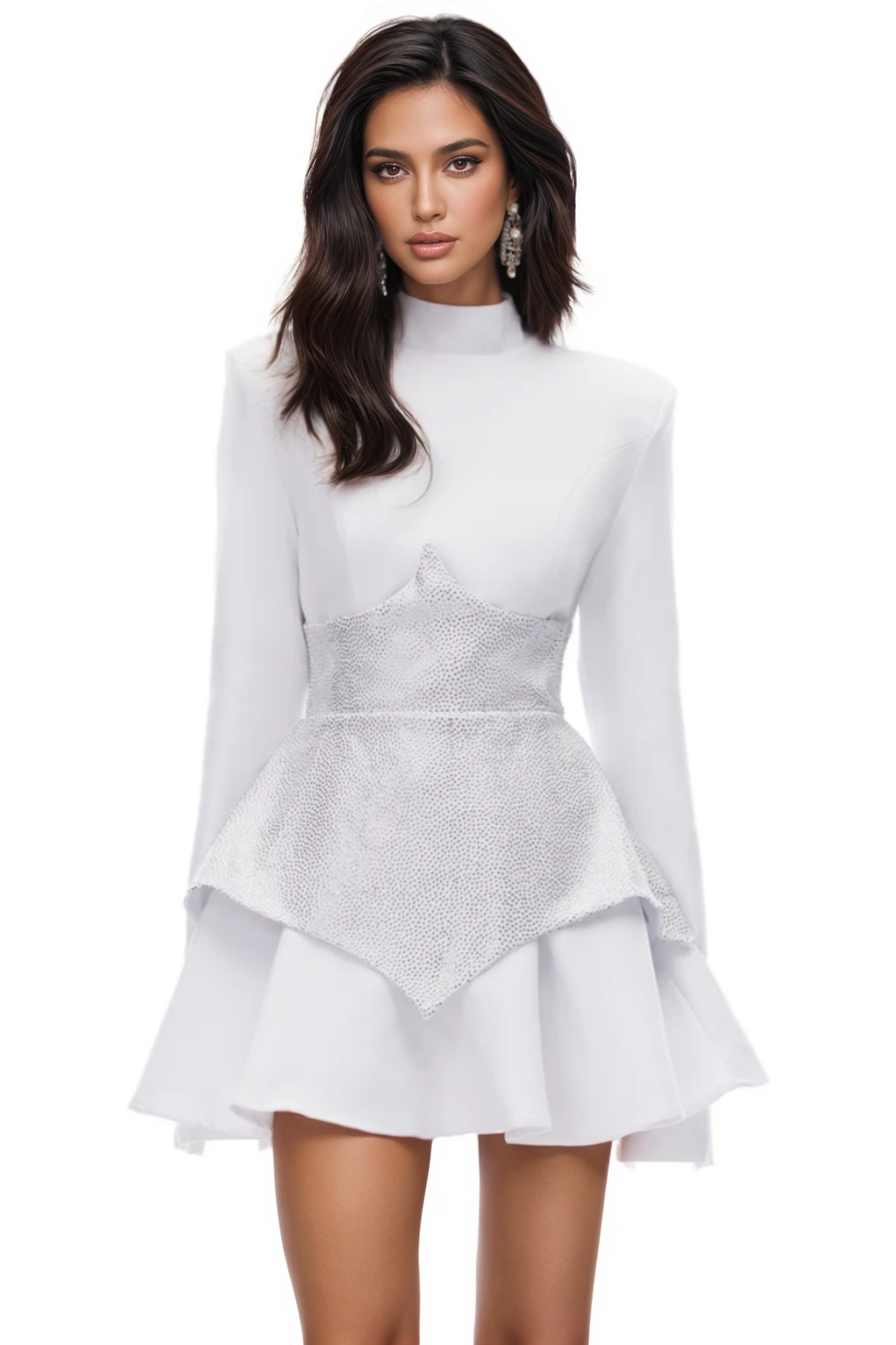 Lucant White Rhinestone Embellished Mini Dress