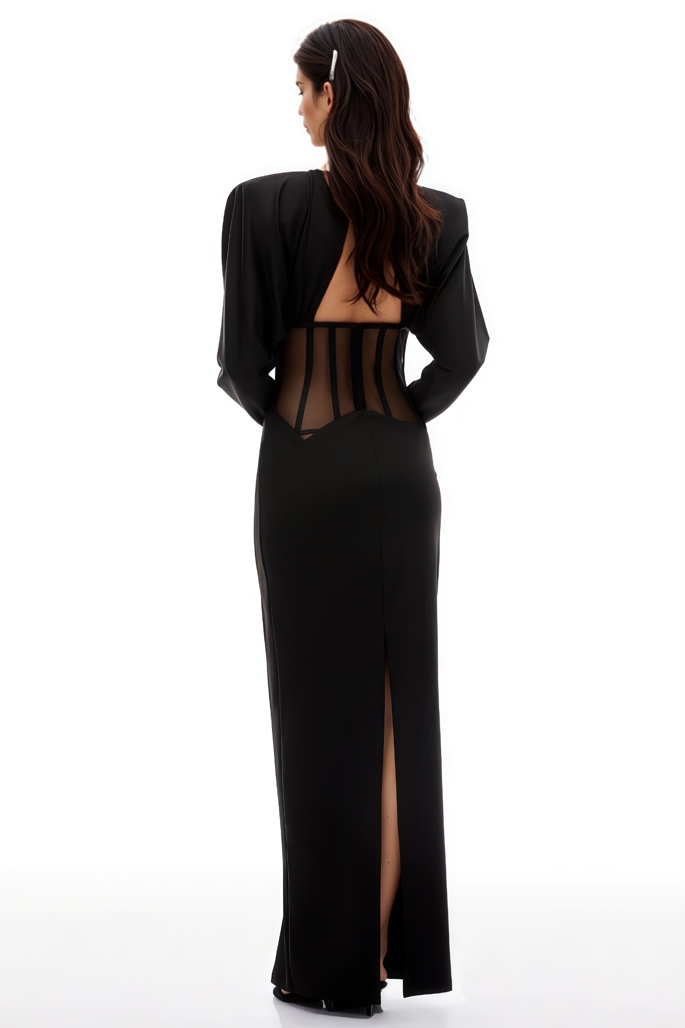 Tayak Black Cut Out Corset Maxi Dress