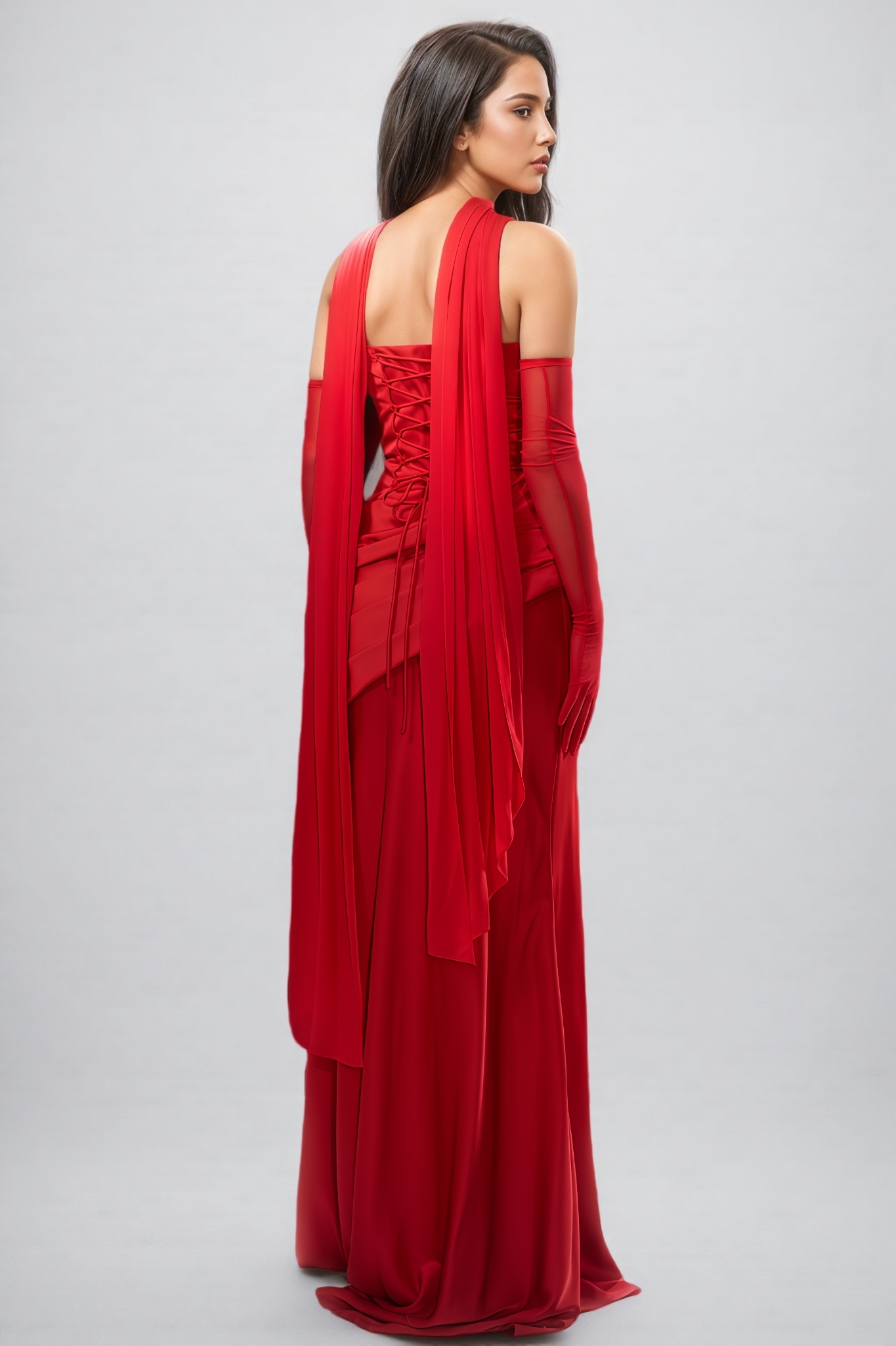 Varle Red Strapless Ruched Maxi Dress