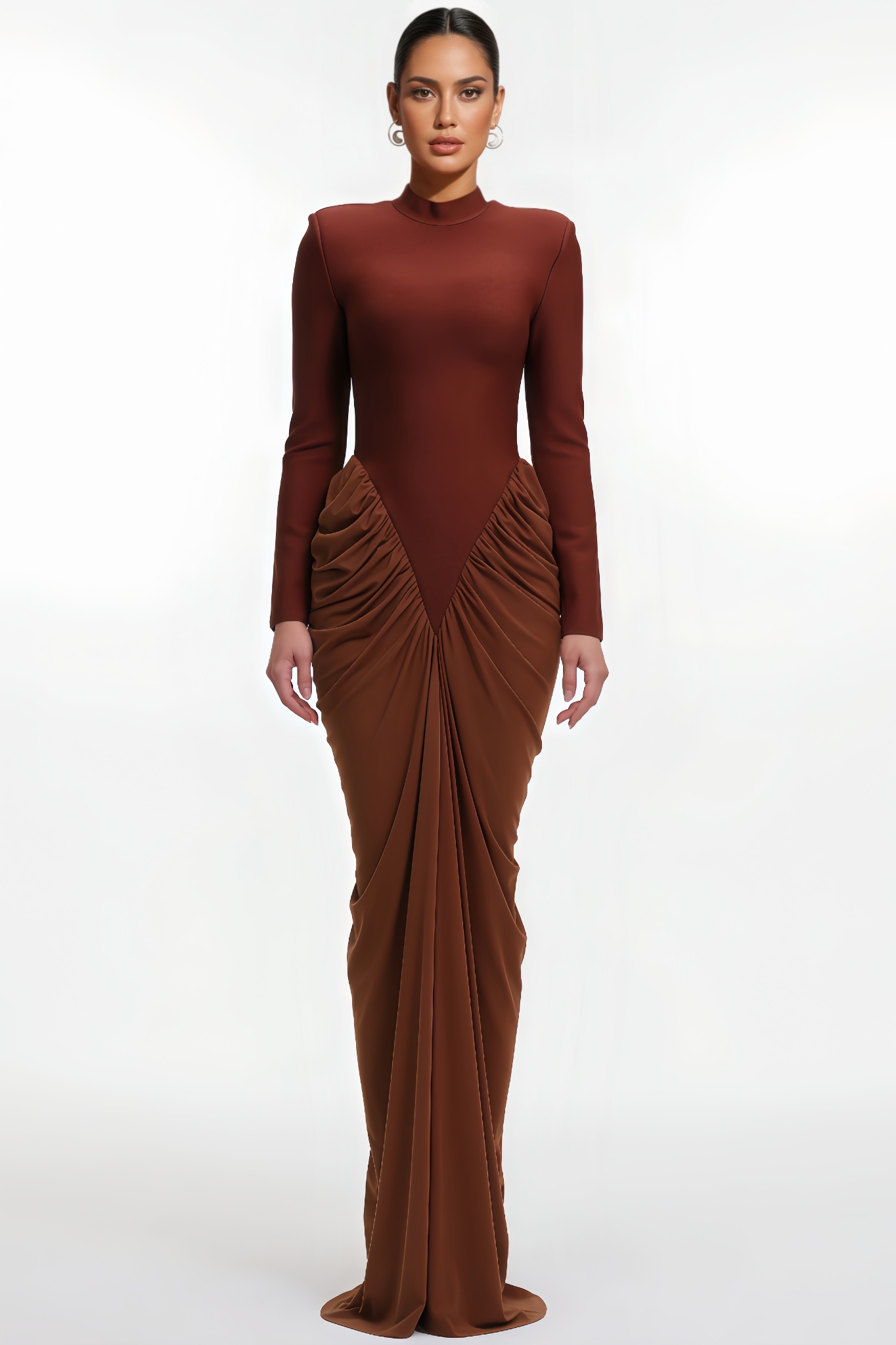 Ruby Long Sleeve Ruched Bandage Maxi Dress