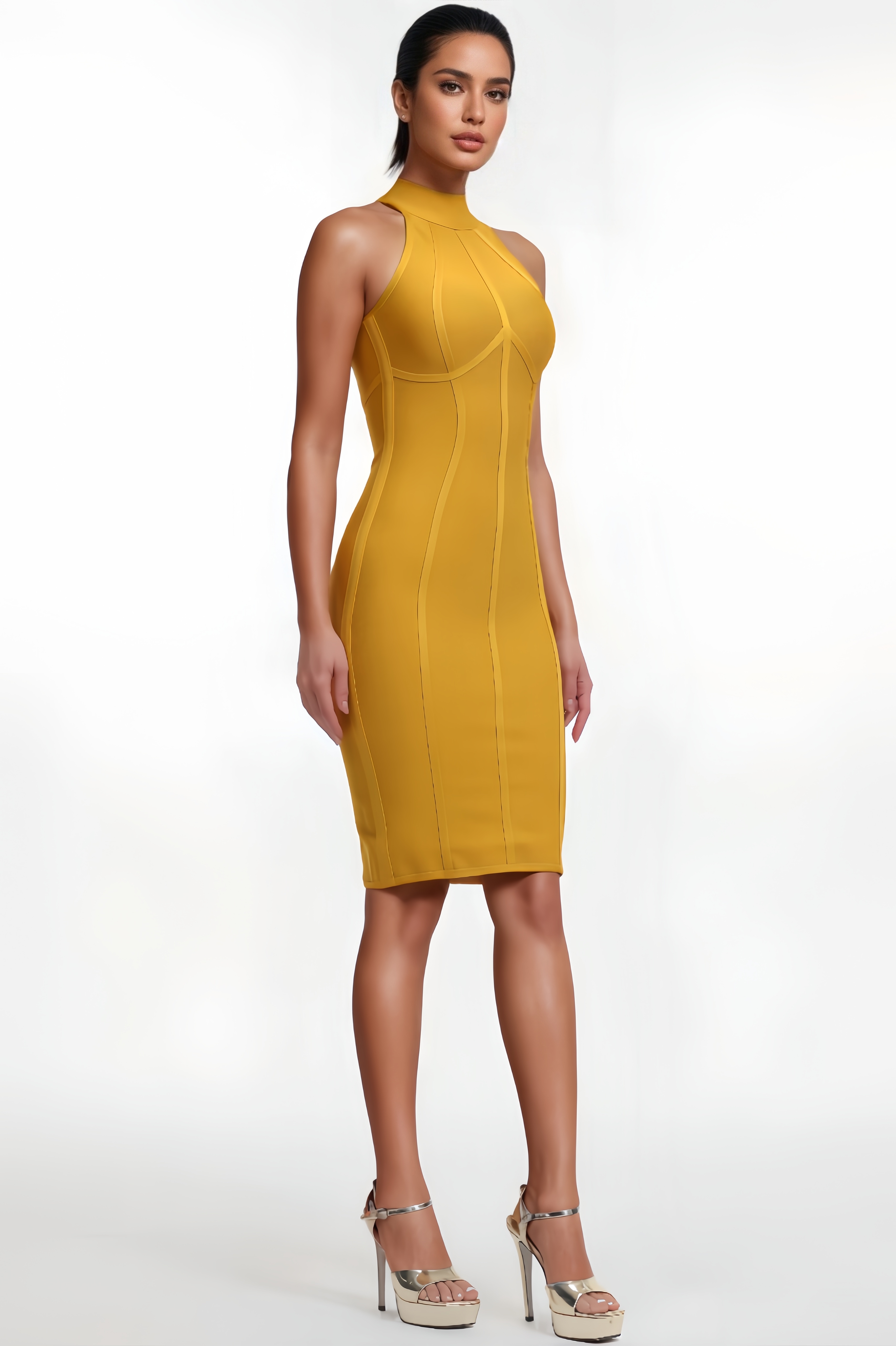 Elsit Halter Bandage Midi Dress