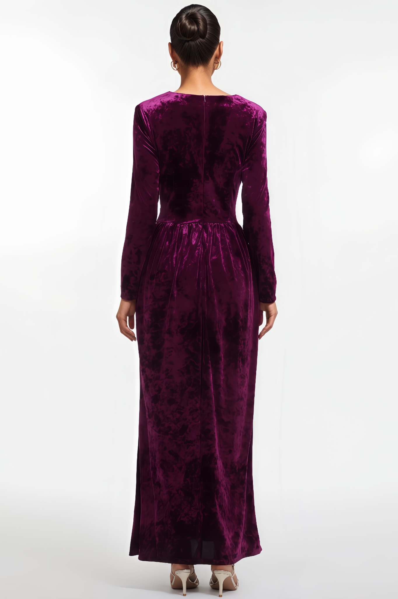 Natalie Long Sleeve V Neck Velvet Maxi Dress