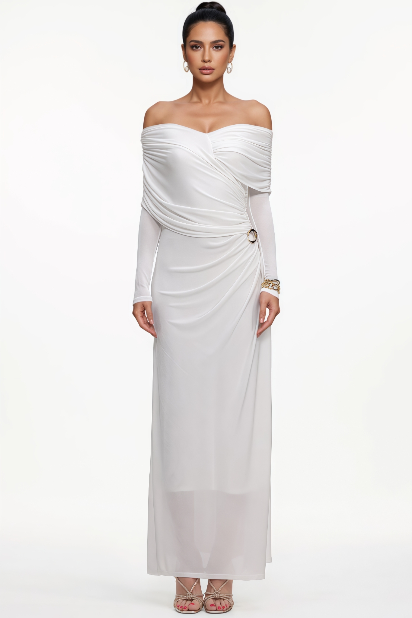 Hurinry Long Sleeve Asymmetrical Knit Maxi Dress