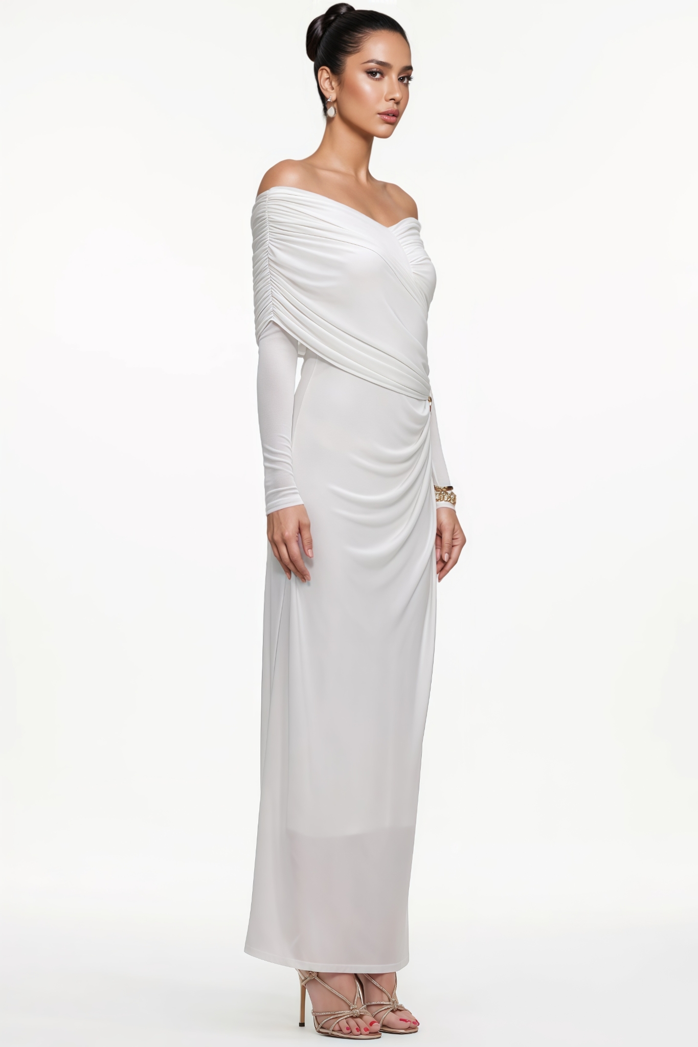 Hurinry Long Sleeve Asymmetrical Knit Maxi Dress
