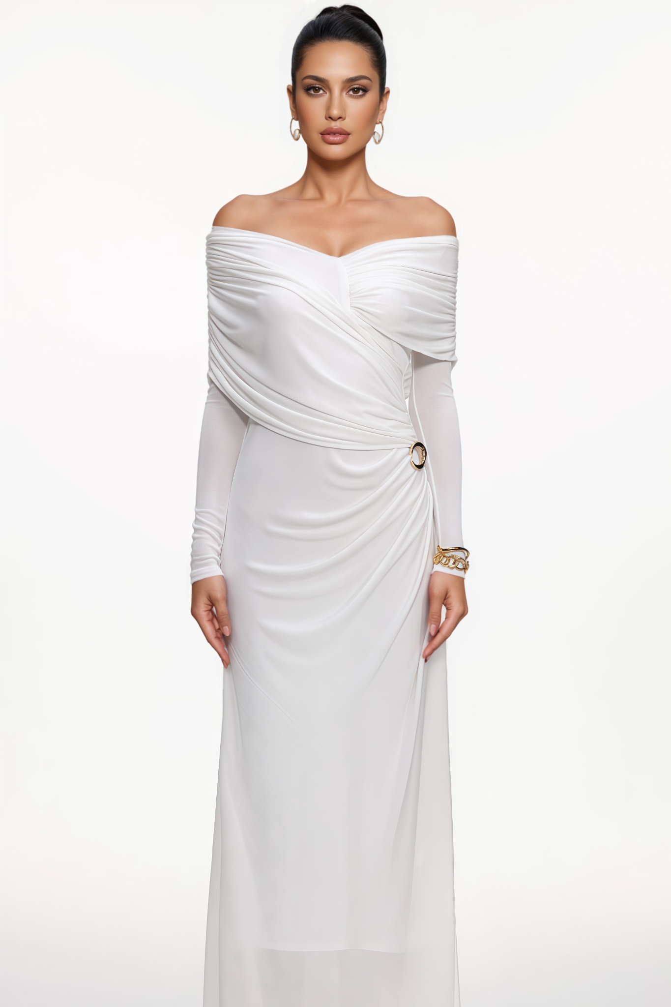 Hurinry Long Sleeve Asymmetrical Knit Maxi Dress