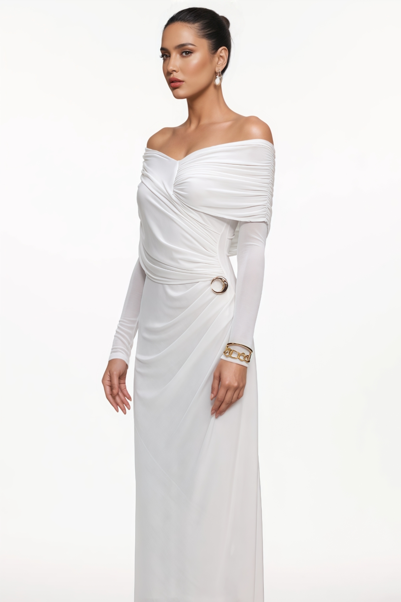 Hurinry Long Sleeve Asymmetrical Knit Maxi Dress