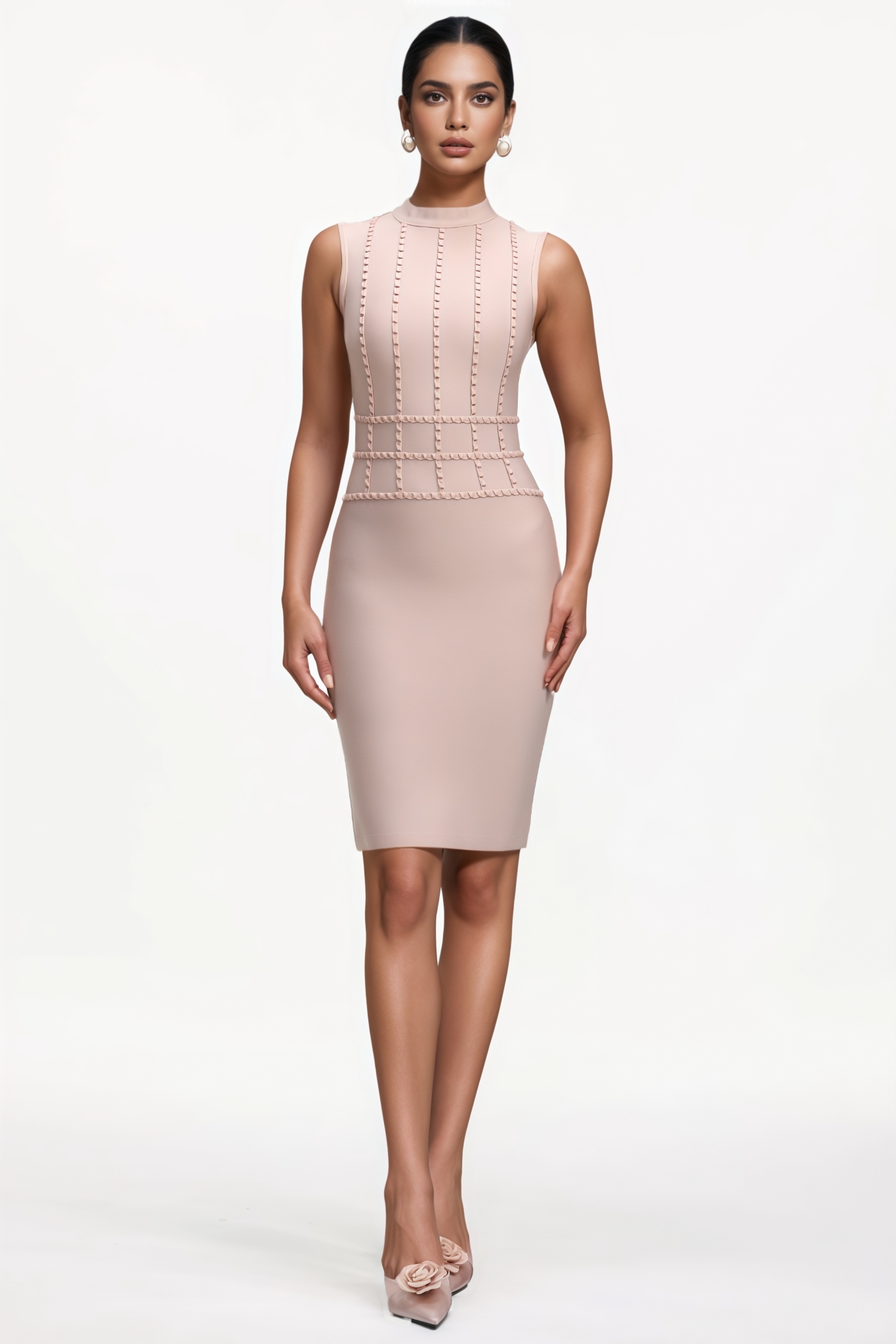 Ufint Beaded Sleeveless Bandage Mini Dress