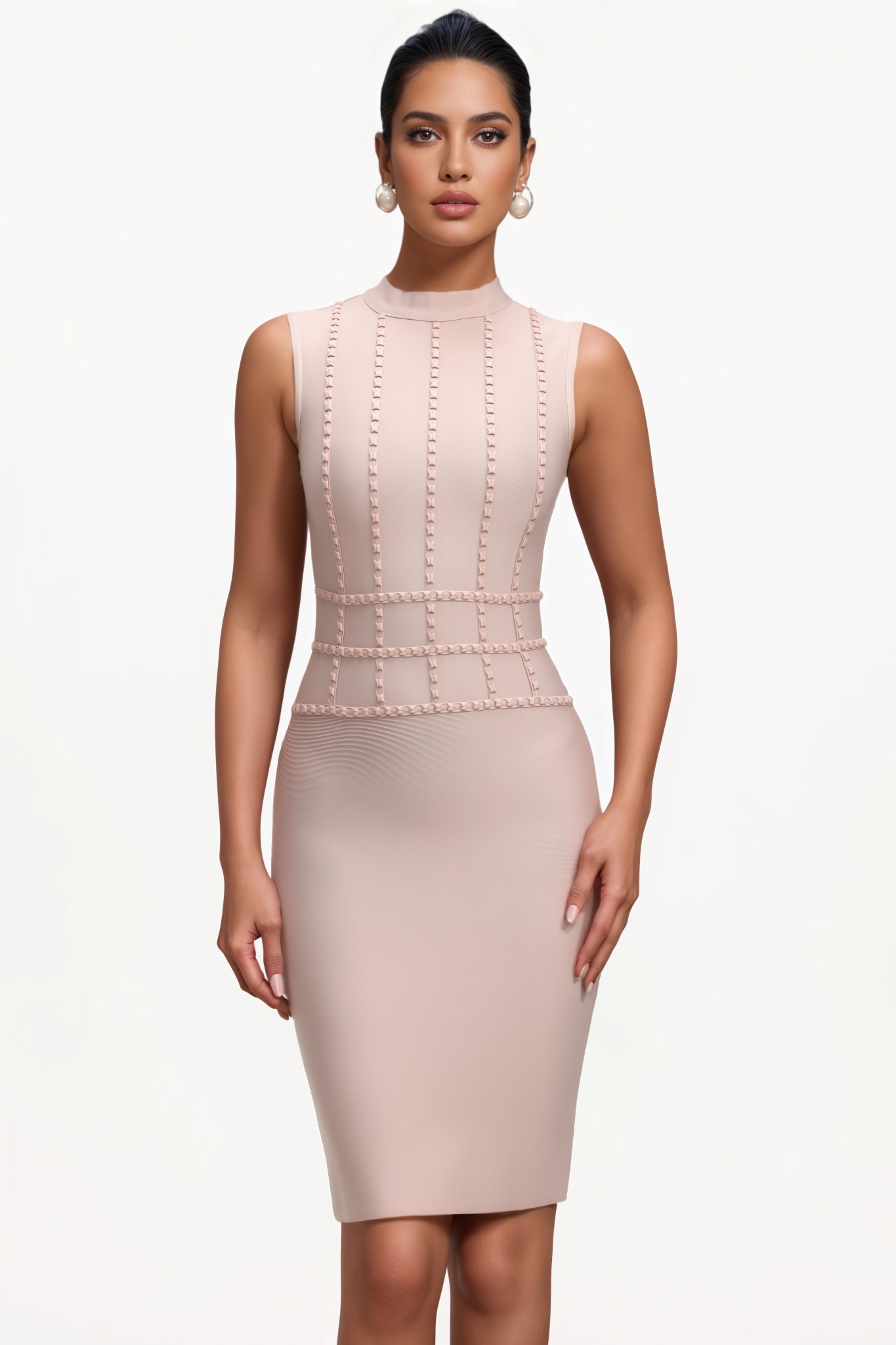 Ufint Beaded Sleeveless Bandage Mini Dress