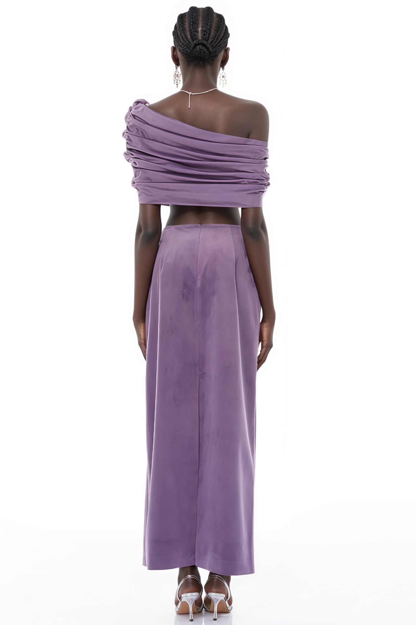 Ardel Purple Asymmetrical Top Maxi Dress Set