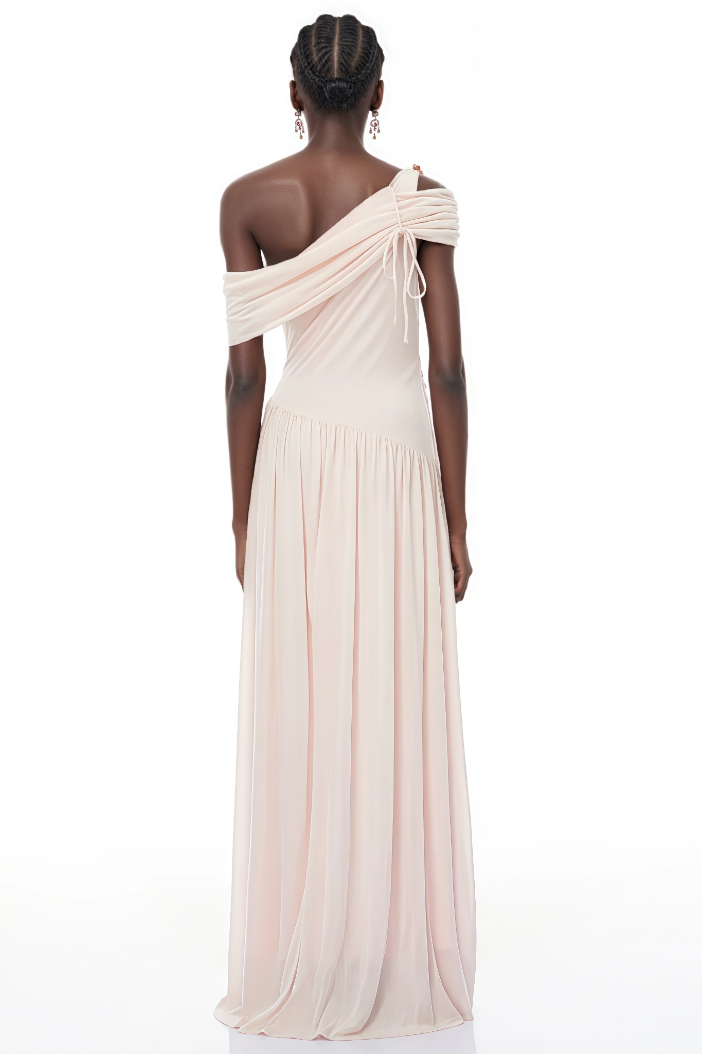 Brased Pink Asymmetrical Gathered Maxi Dress