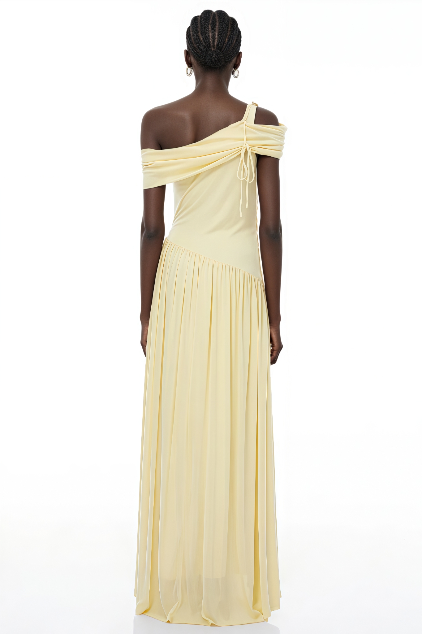 Andellt Yellow Asymmetrical Gathered Maxi Dress