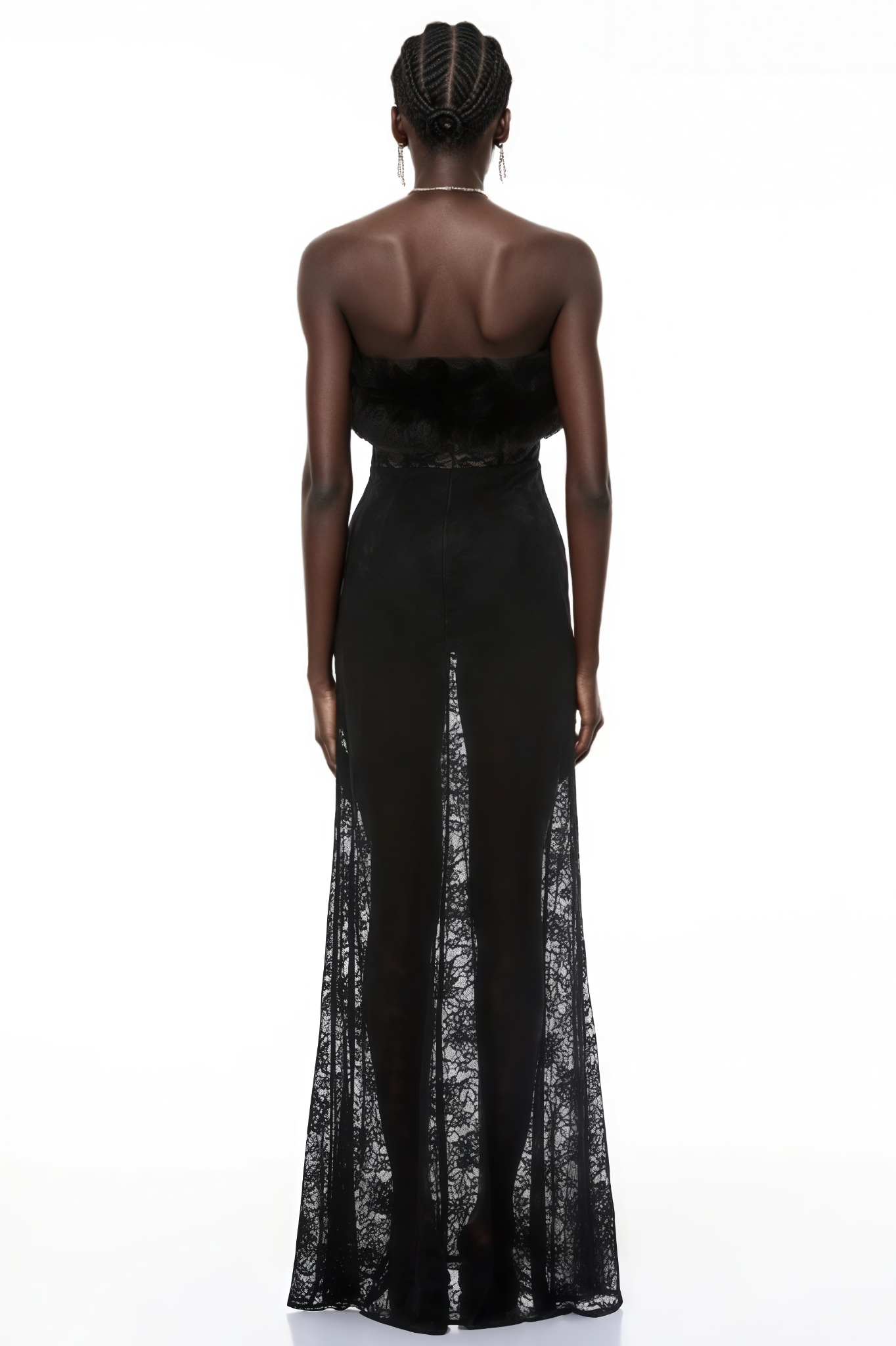 Torveik Black Strapless Lace Maxi Dress