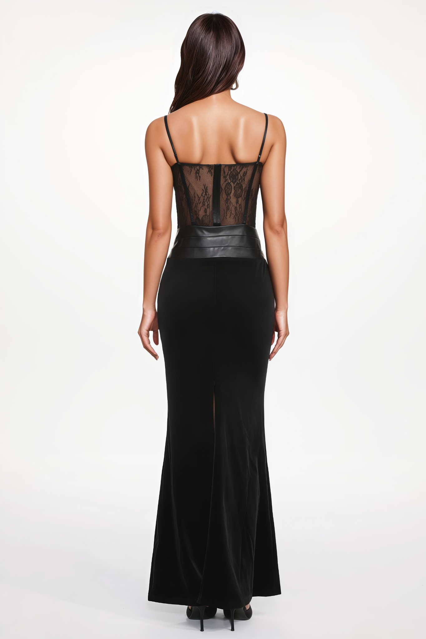 Xylemy Black Sleeveless Lace Maxi Dress