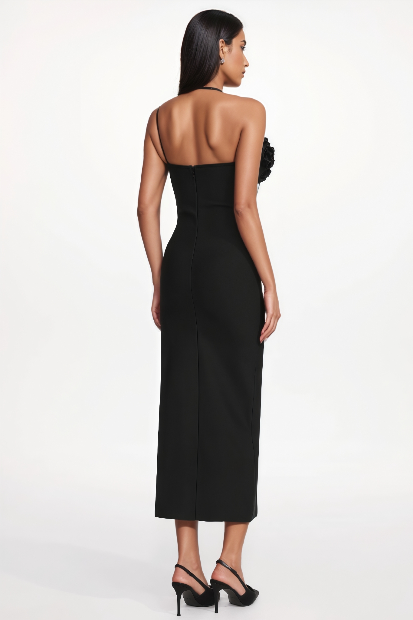 Alricd Strapless Floral High Slit Bandage Midi Dress