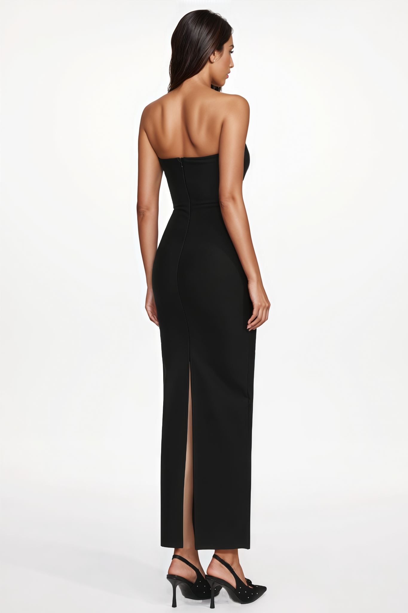 Wesled Black Strapless Cut Out Bandage Maxi Dress