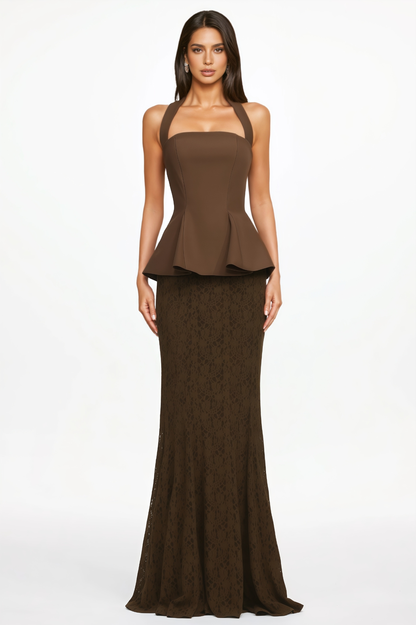 Talira Halter Top Lace Maxi Dress Set