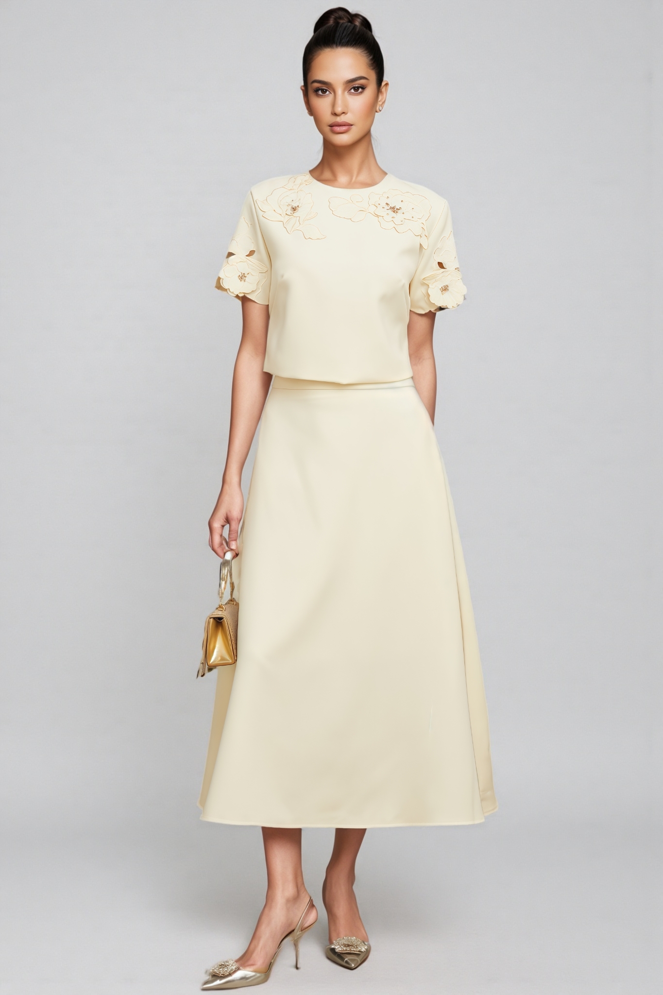 Larkd 3D Floral Top Matching Maxi Dress Set