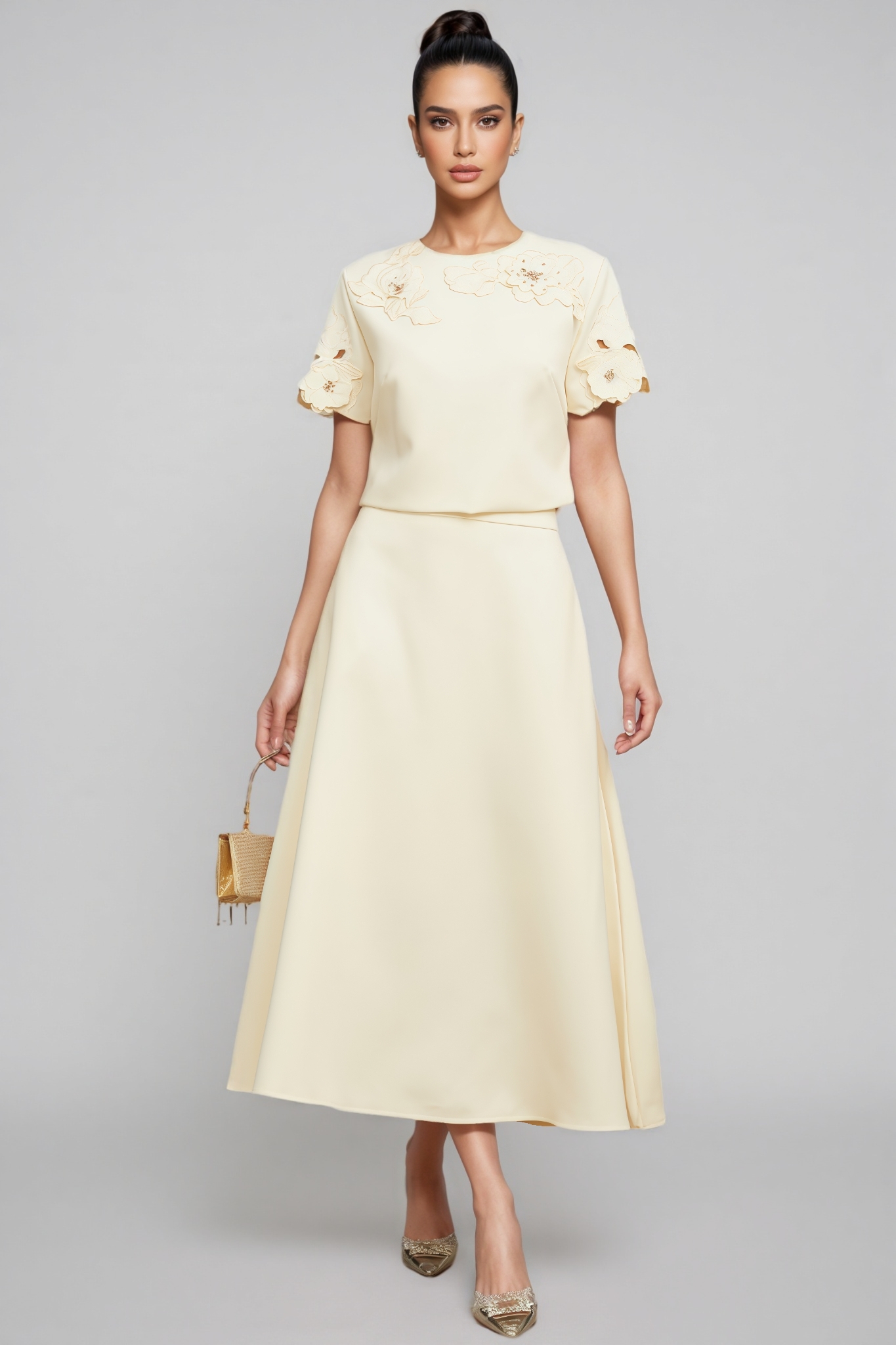 Larkd 3D Floral Top Matching Maxi Dress Set