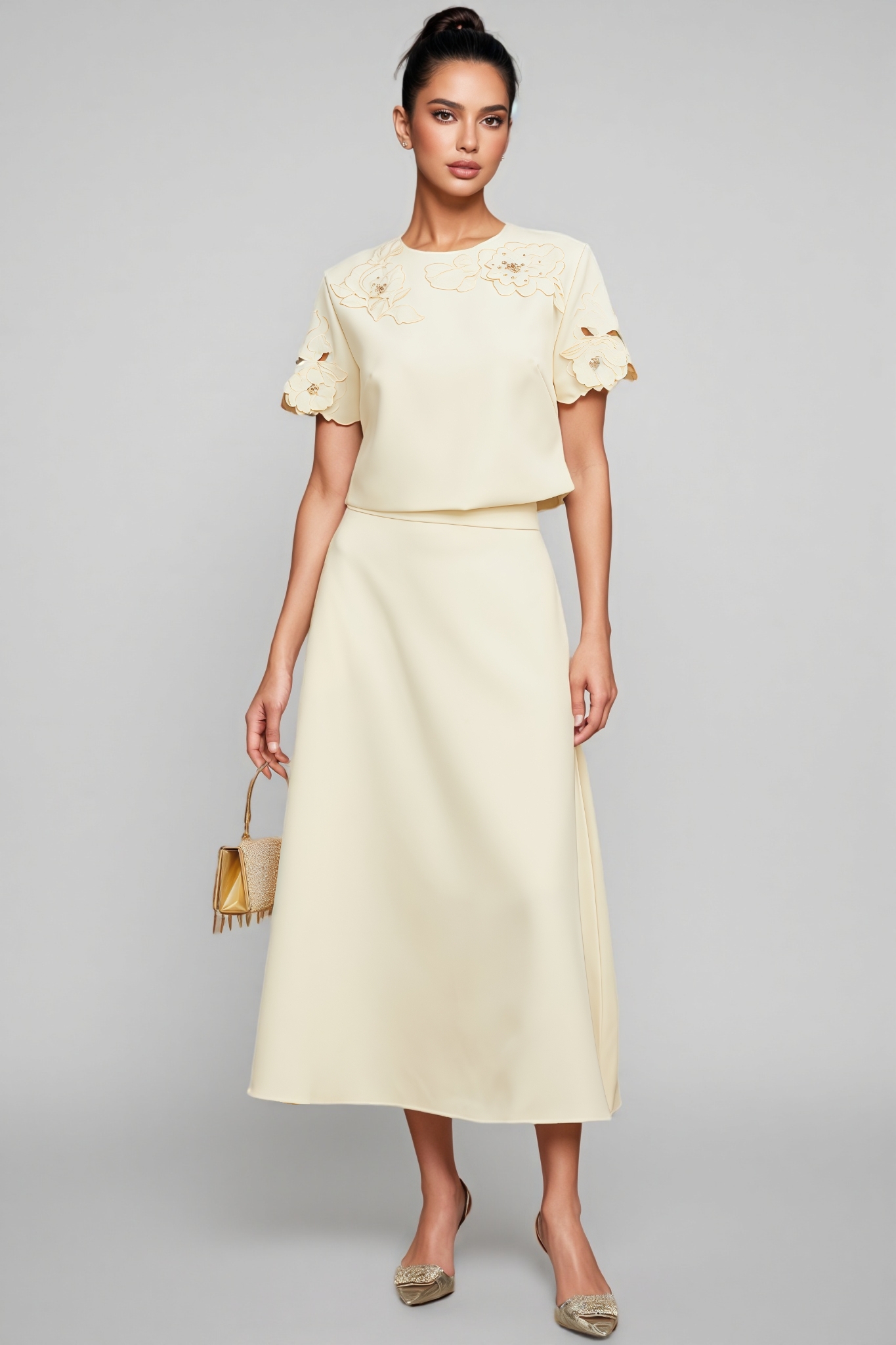 Larkd 3D Floral Top Matching Maxi Dress Set