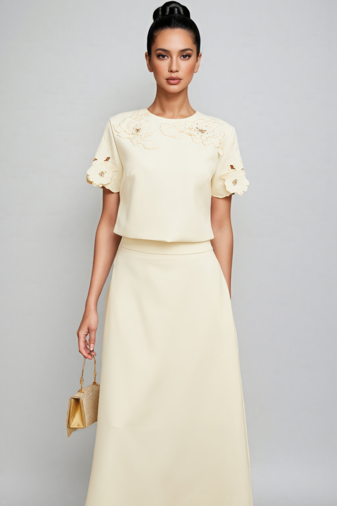 Larkd 3D Floral Top Matching Maxi Dress Set